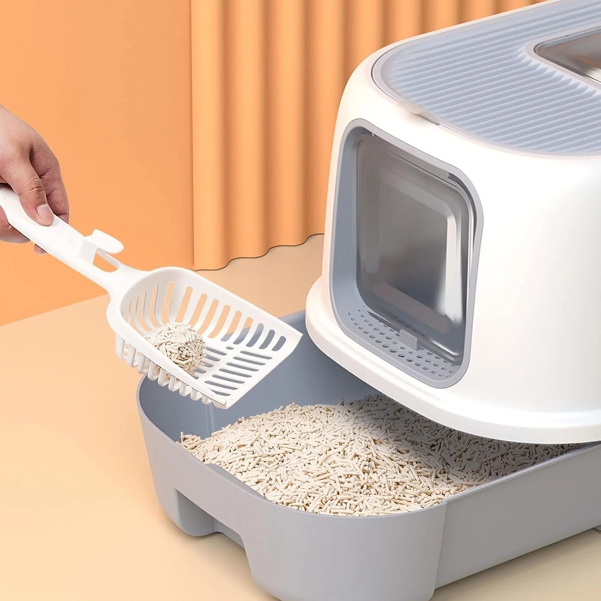 Pado Jumbo Cat Litter Box Grey - 40X39X52cm - Image 3