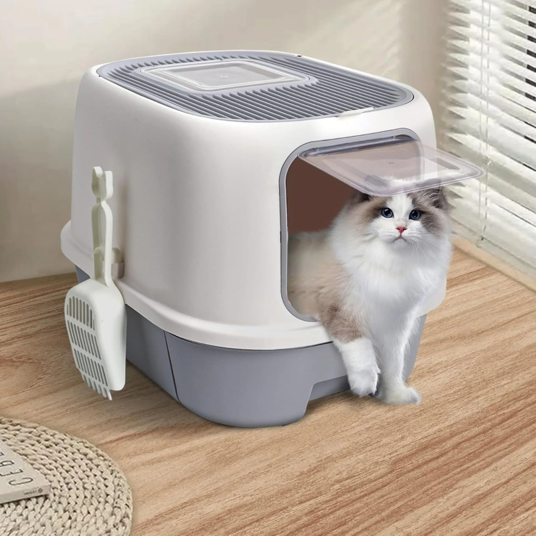 Pado Jumbo Cat Litter Box Grey - 40X39X52cm - Image 7