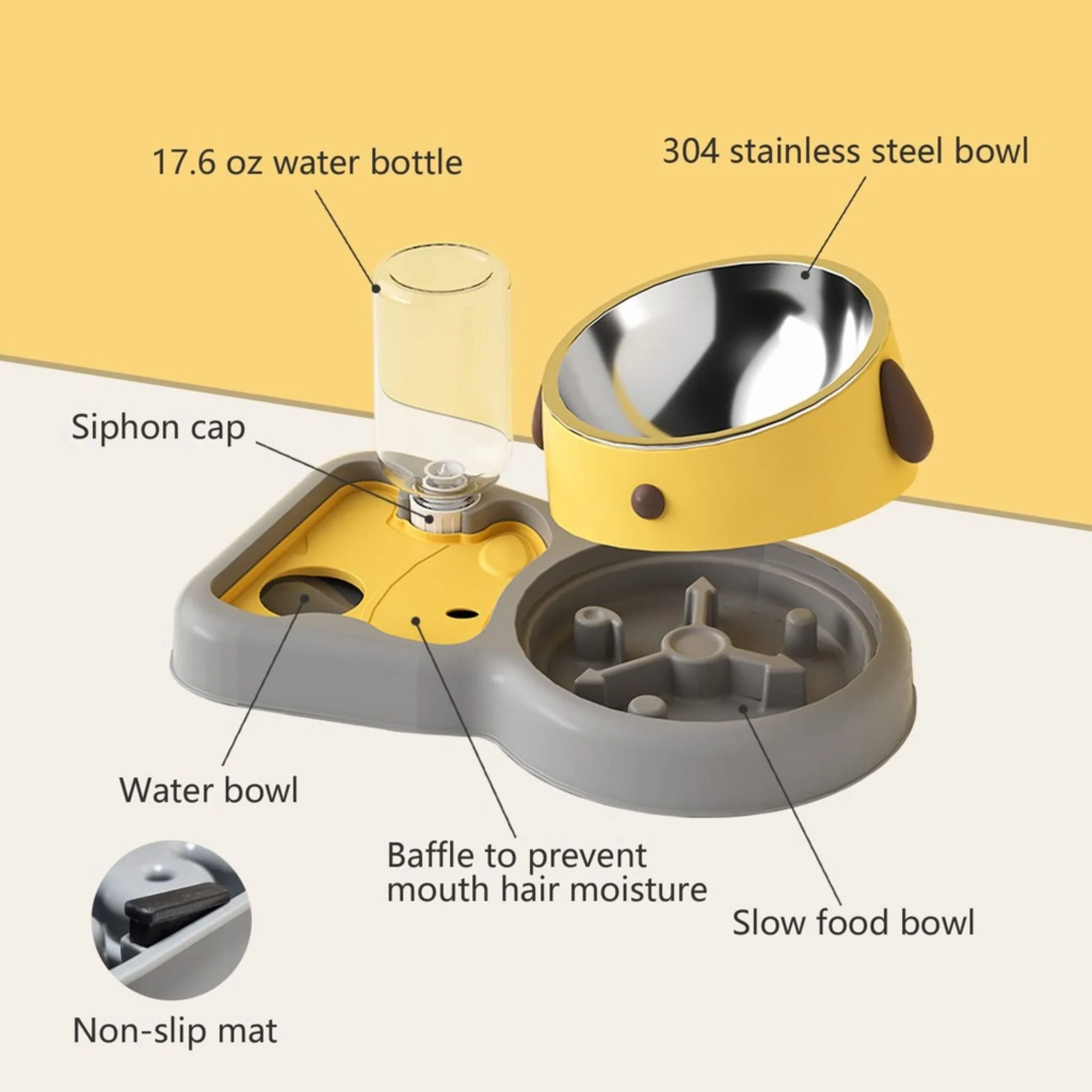 Pado Water Dispenser With Bowl For Pets - 19x10.5x31cm - Image 2