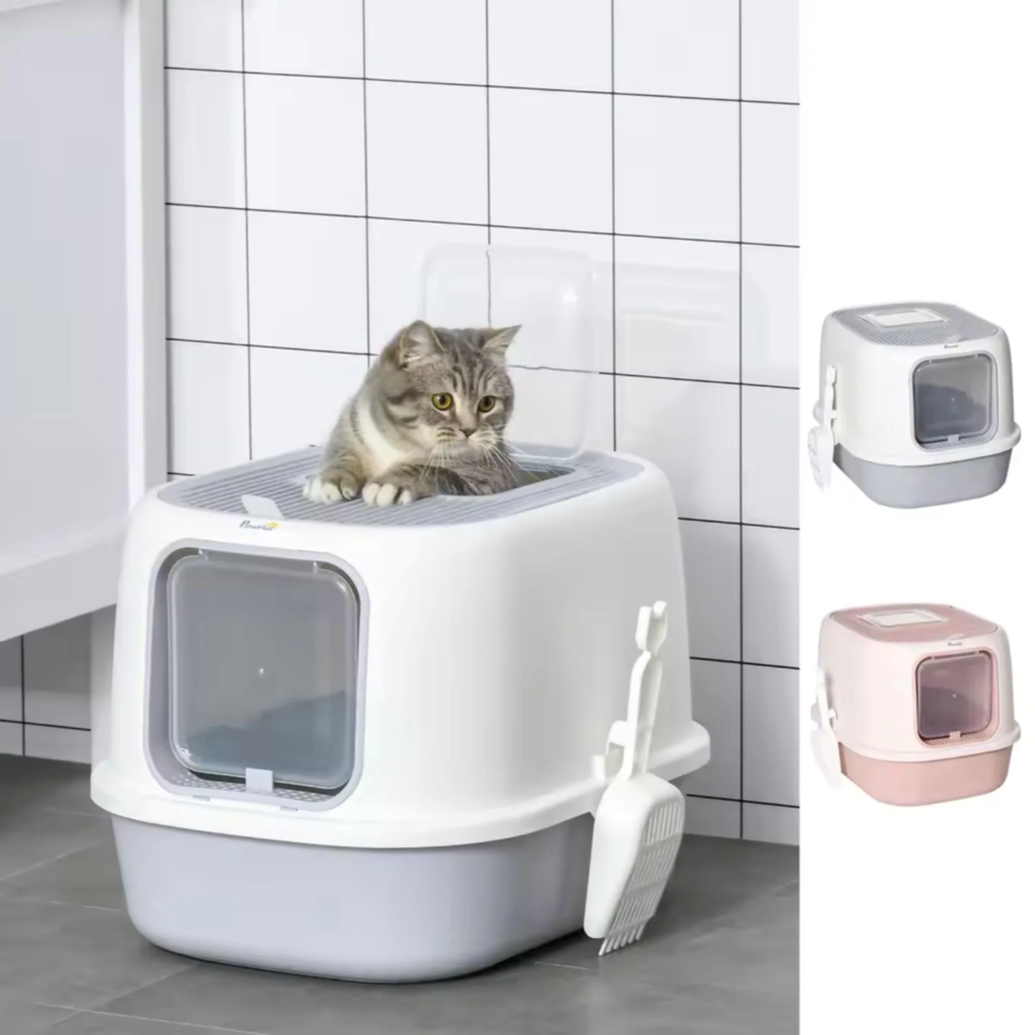 Pado Open Top Cat Litter Box Grey - 40x39x52cm - Image 3