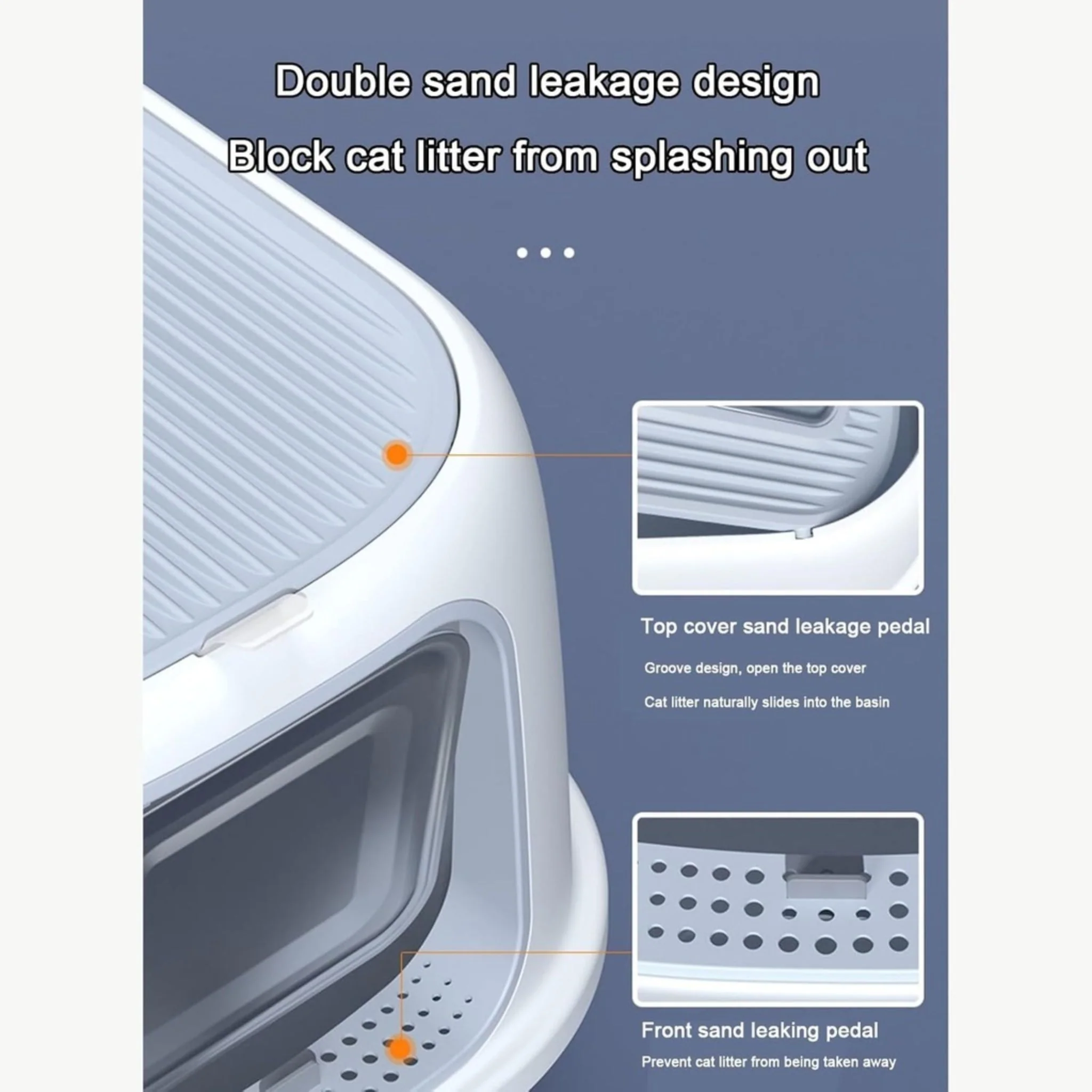 Pado Open Top Cat Litter Box Grey - 40x39x52cm - Image 4