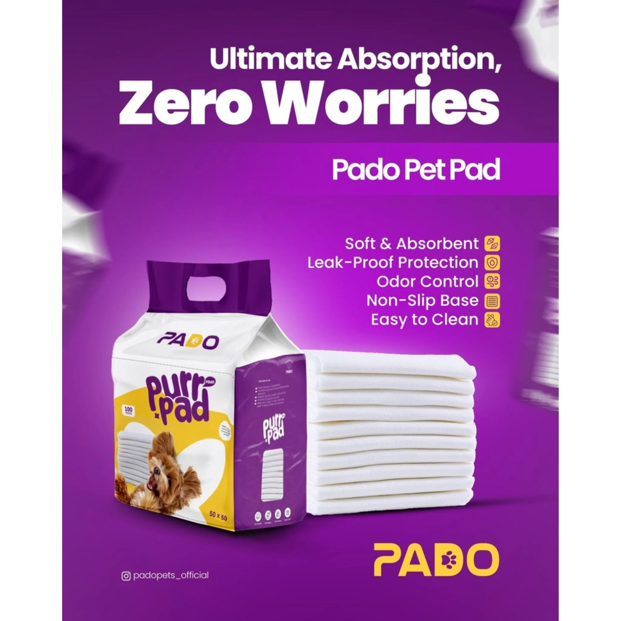 Pado Pet Pad  Advanced Layer Protection - 60x60cm - Image 3