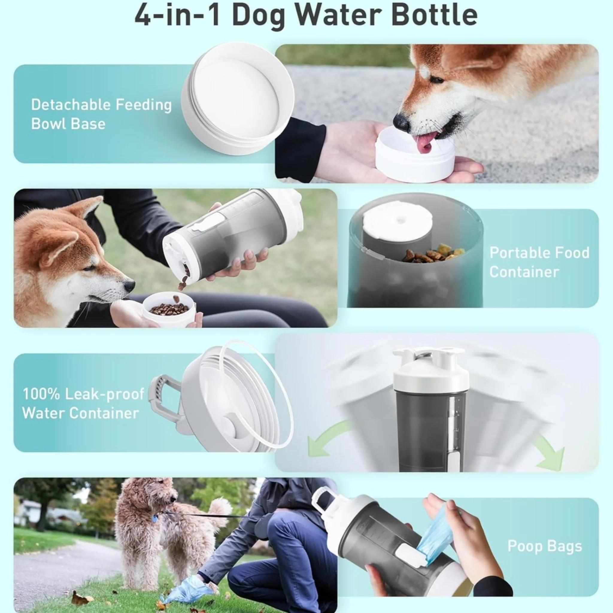 Pawgether Pure Travel 4 in 1 Pet Travel Bottle - Green - Image 7