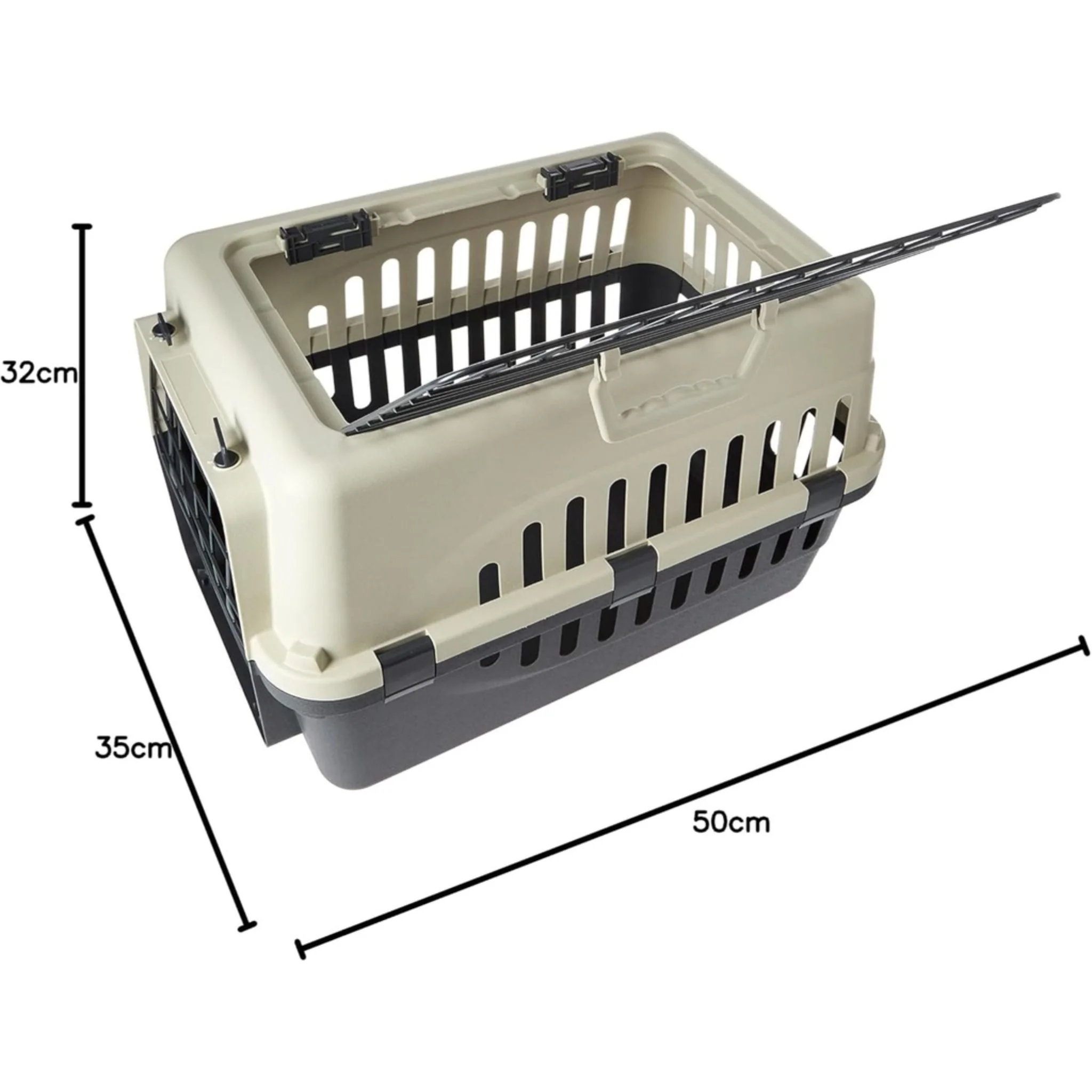 Pet Mode Plastic Pet Carrier Top & Spring Lock Front Door - 50x35x32cm - Image 9