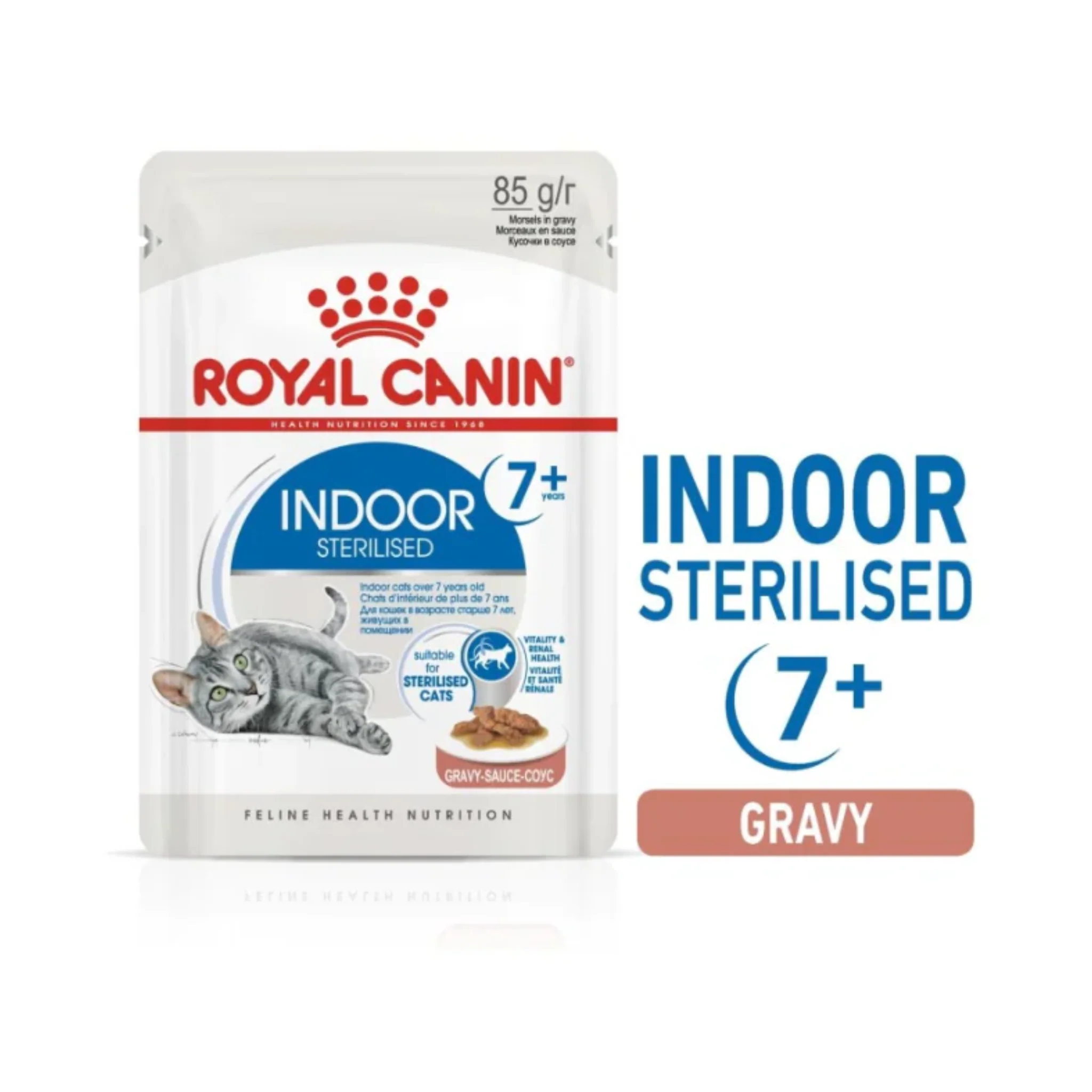 Royal Canin Feline Health Nutrition Indoor Gravy 7+ Cat Wet Food - 12X85G - Image 3