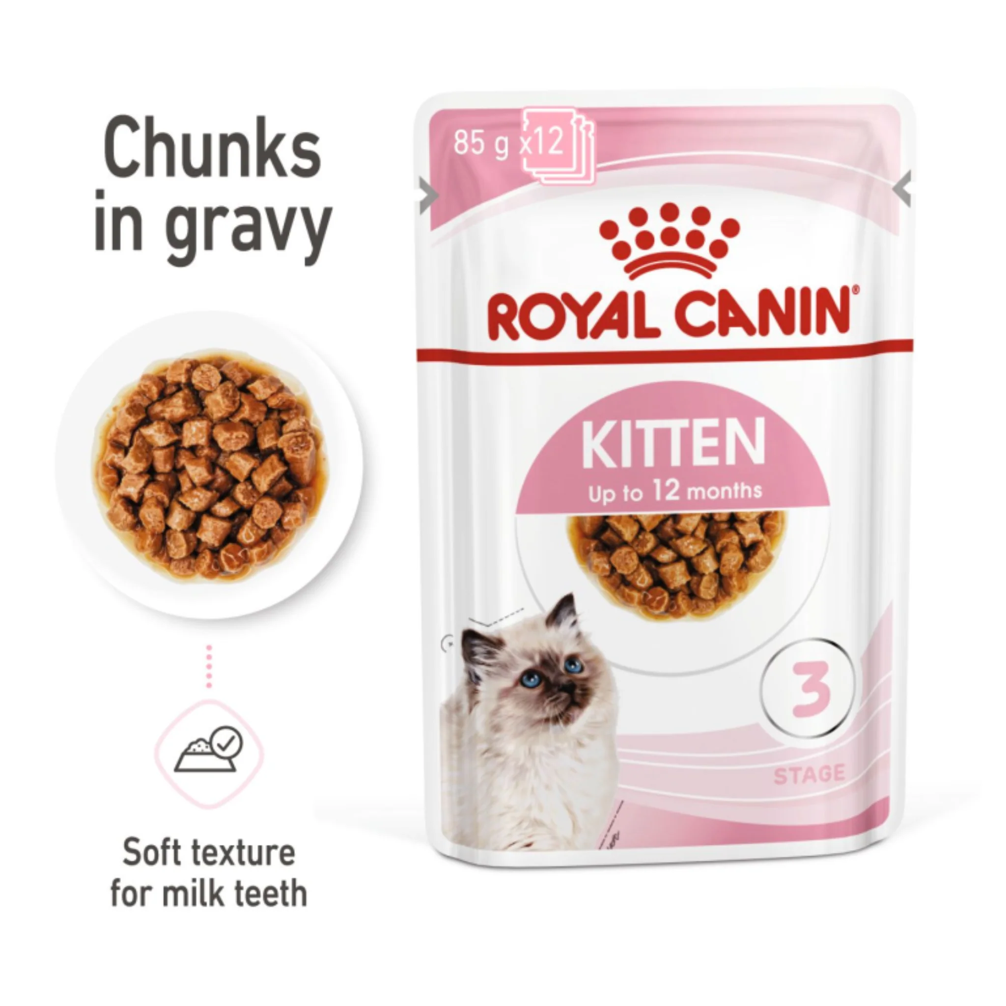 Royal Canin Feline Health Nutrition Kitten Gravy Wet Food - 12x85g - Image 3