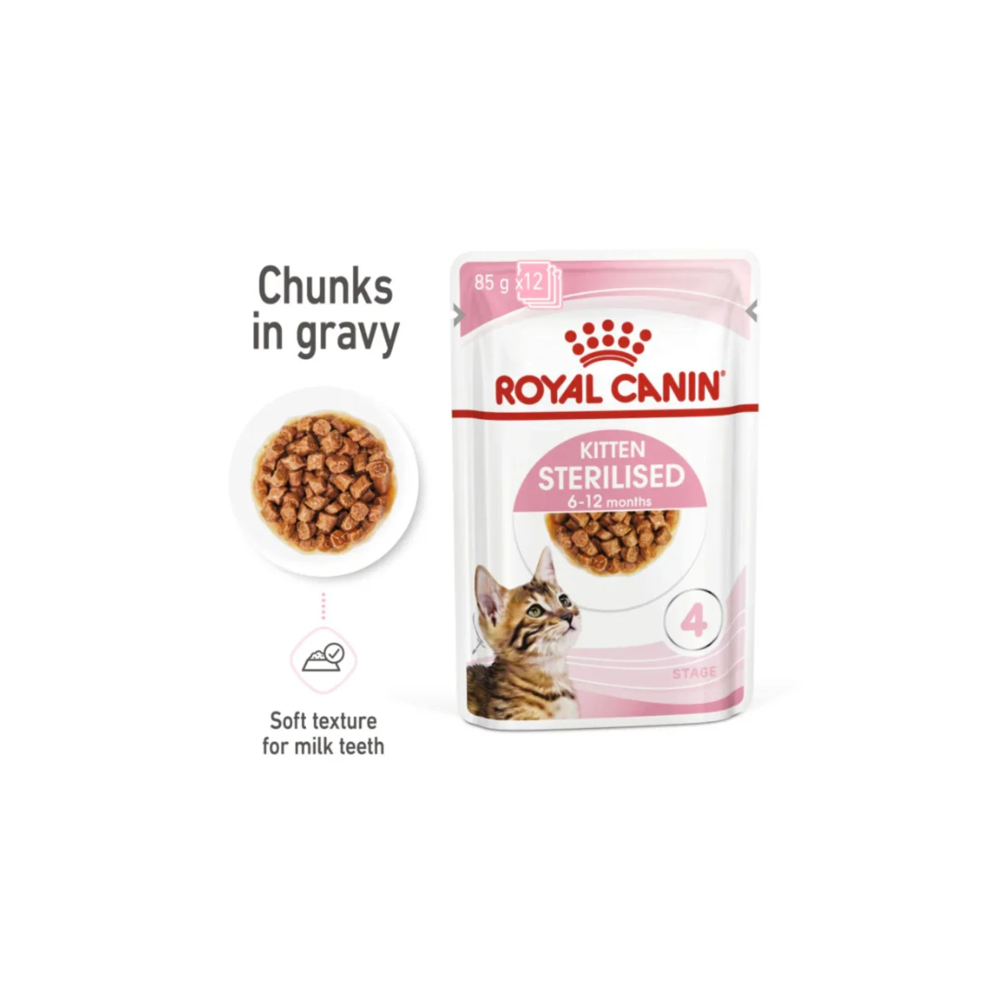 Royal Canin Feline Health Nutrition Kitten Sterilised Gravy Cat Wet Food - 12X85G - Image 4