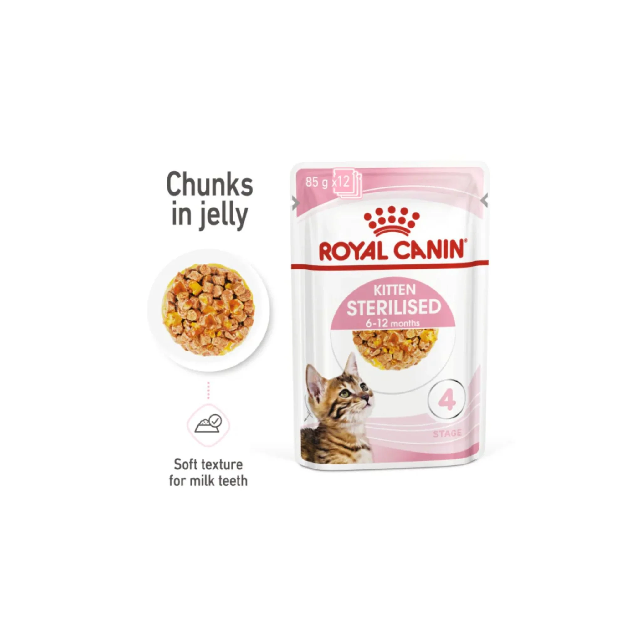 Royal Canin Feline Health Nutrition Kitten Sterilised Jelly Cat Wet Food - 85g - Image 3