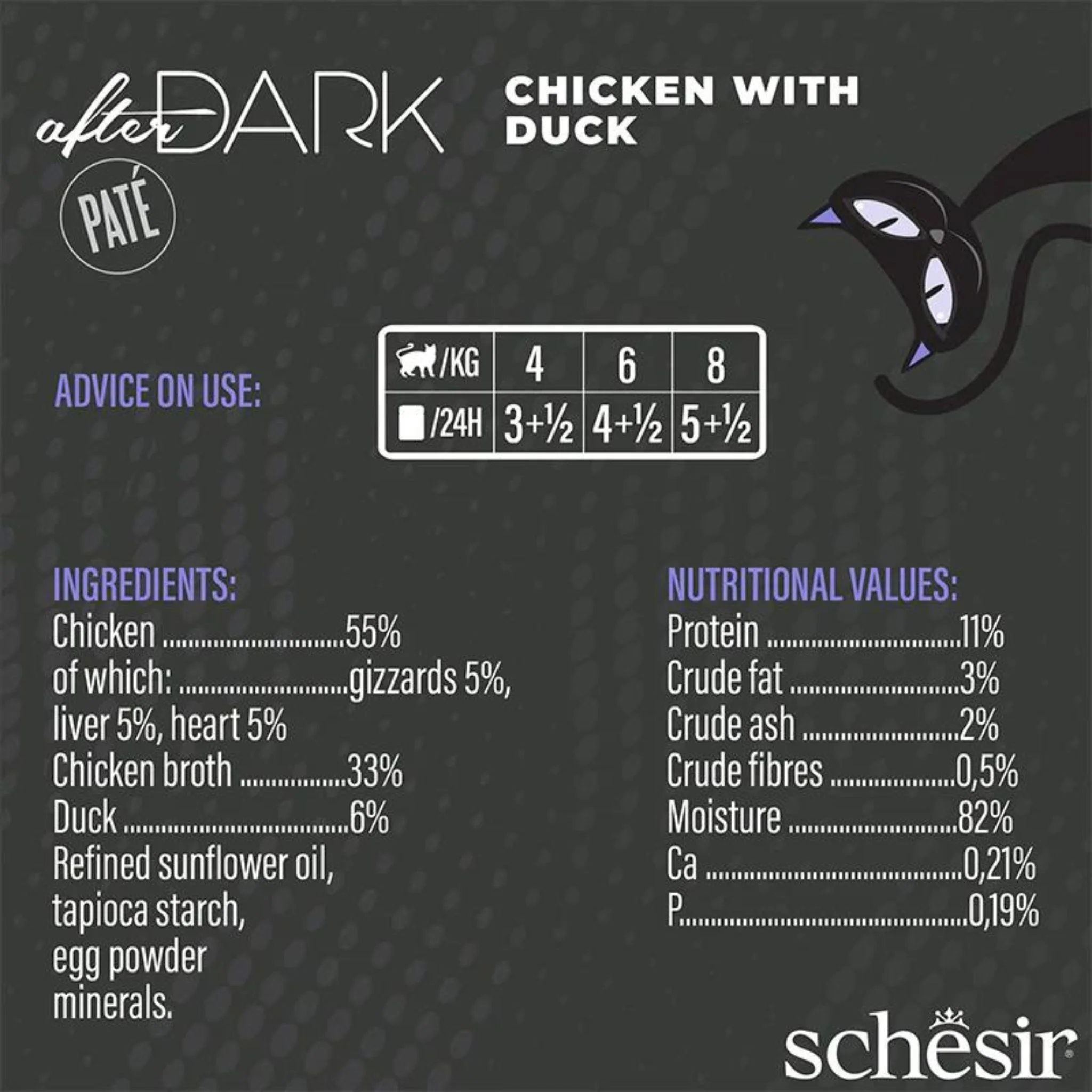 Schesir After Dark Cat Pate Chicken & Duck Wet Cat Food - 80G - Image 4