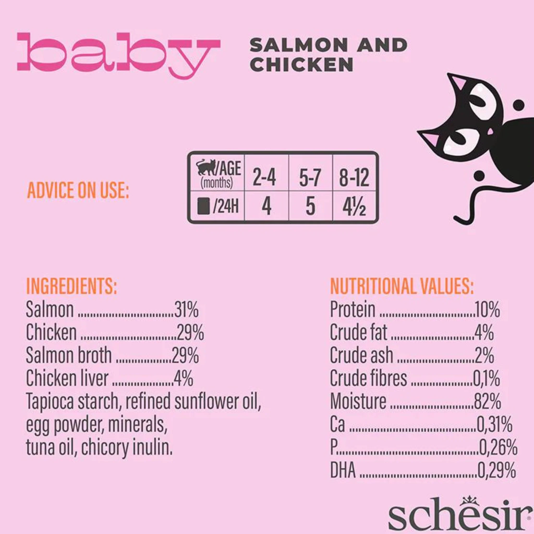 Schesir Baby Kitten Mousse Chicken & Salmon Wet Food - 70G - Image 4