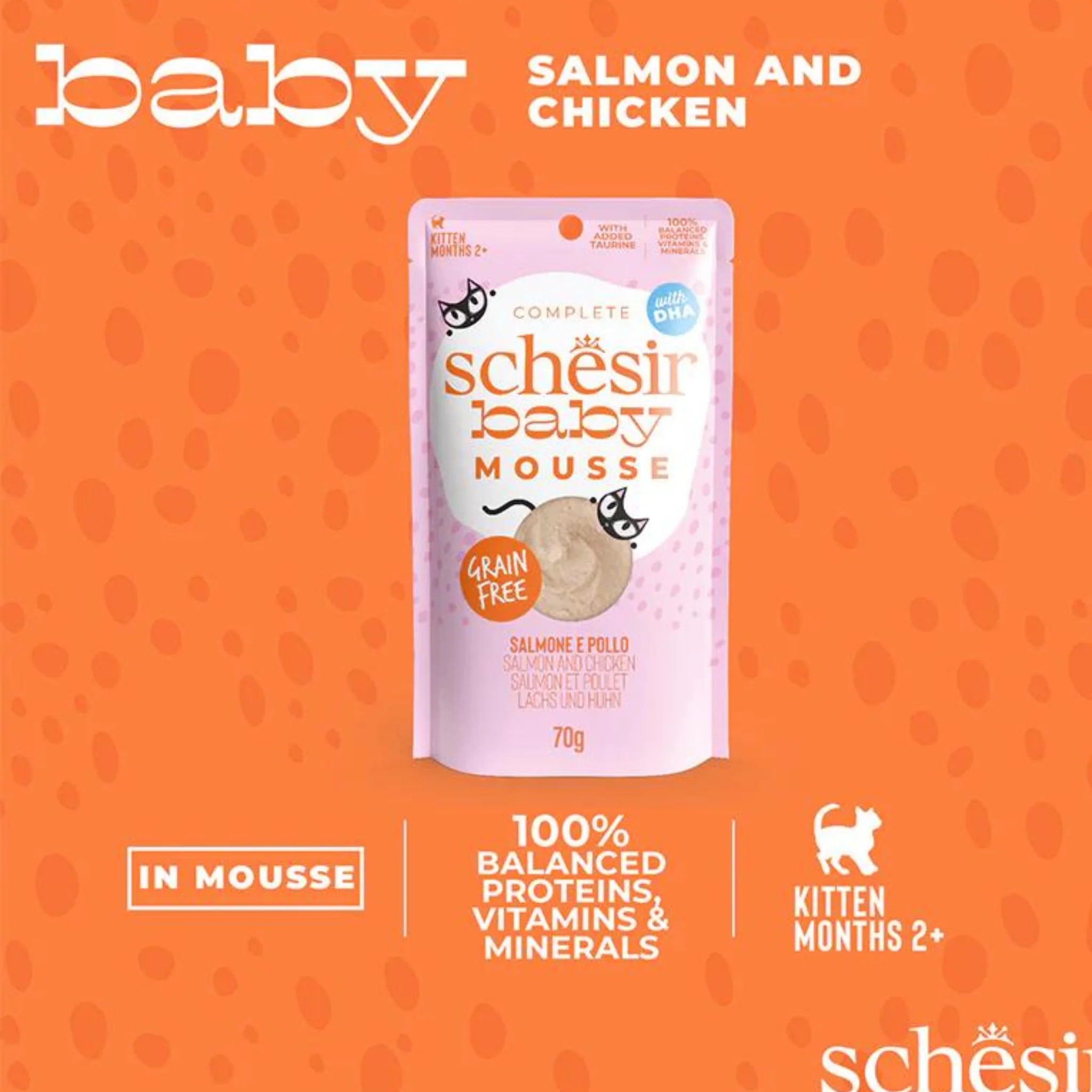 Schesir Baby Kitten Mousse Chicken & Salmon Wet Food - 70G - Image 5