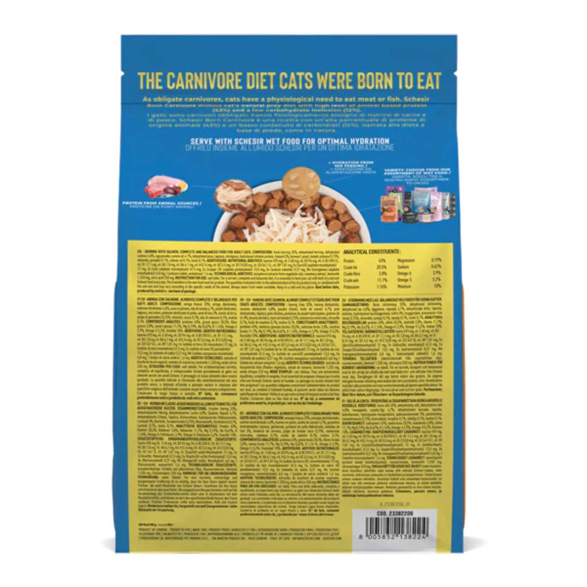 Schesir Born Carnivore Herring & Salmon Dry Cat Food - 1.25kg - Image 2