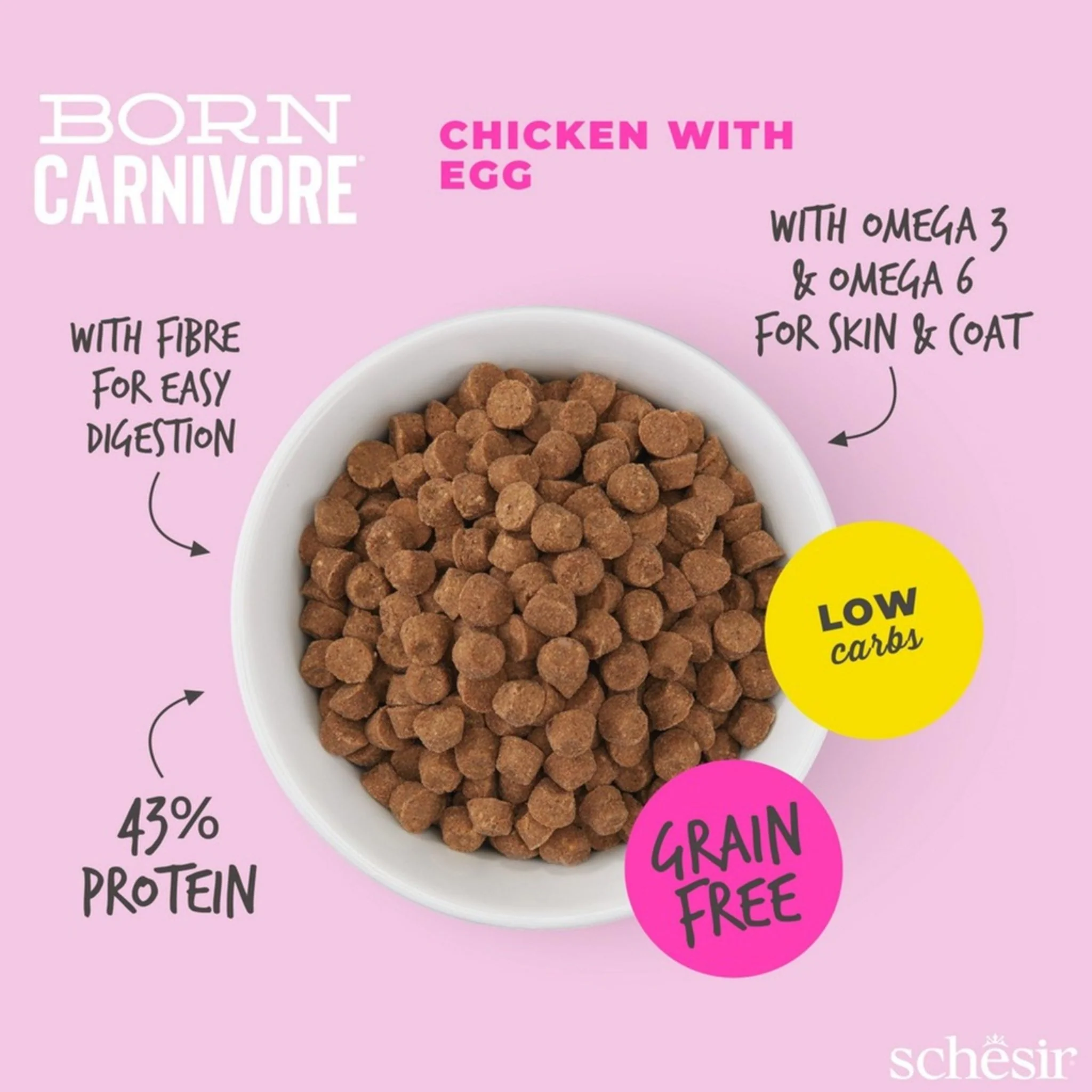 Schesir Born Carnivore Kitten Chicken & Egg Dry Food - 1.25kg - Image 3