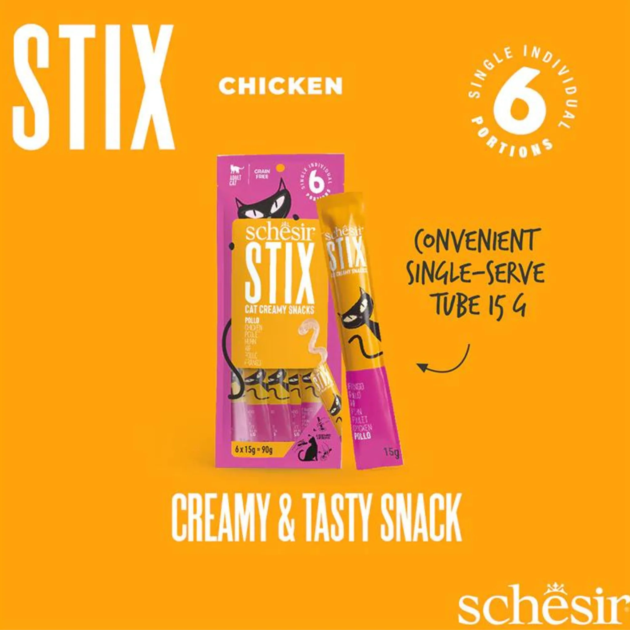 Schesir Cat Creamy Treat Stix Chicken - 6x15G - Image 6