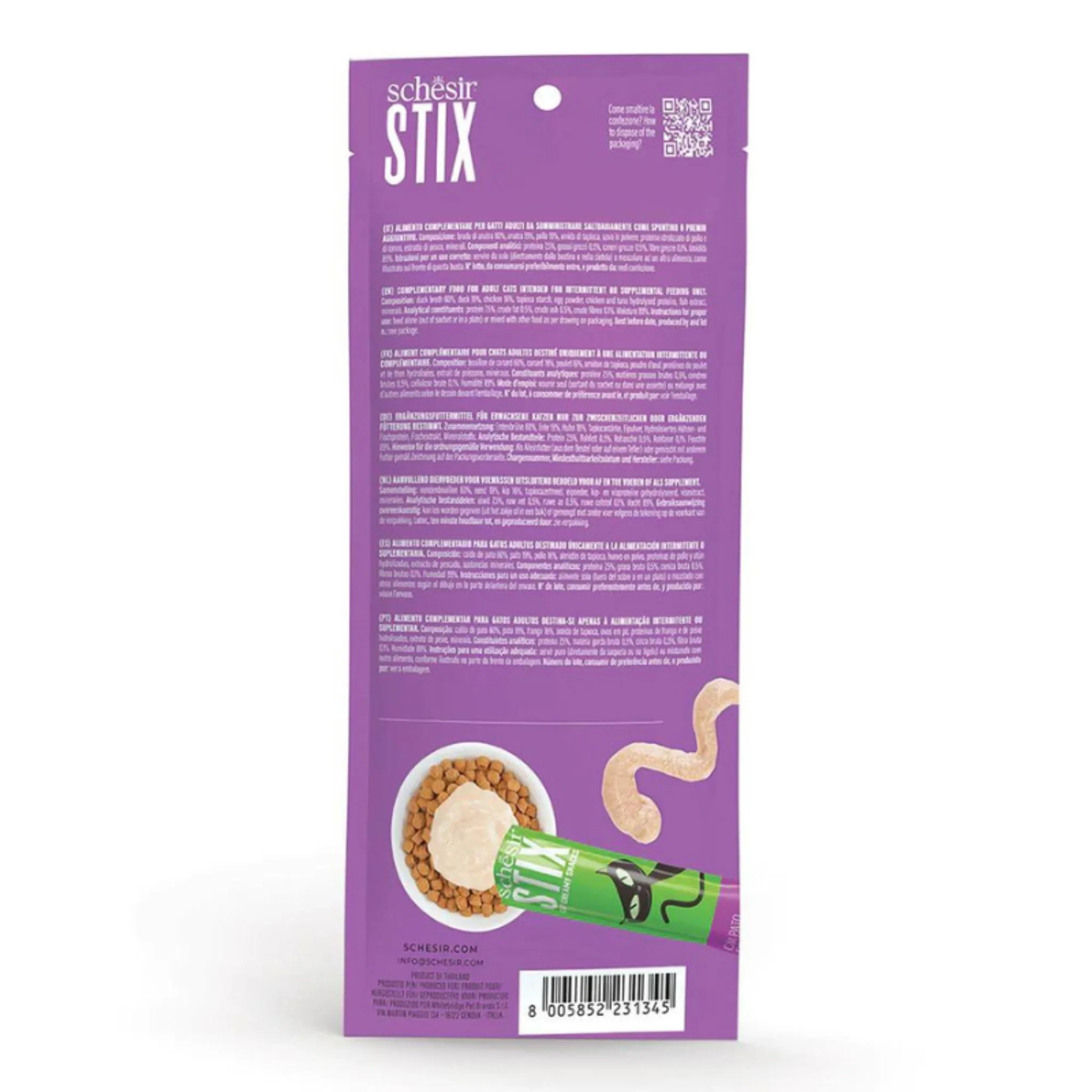 Schesir Cat Creamy Treat Stix Duck - 6x15G - Image 2