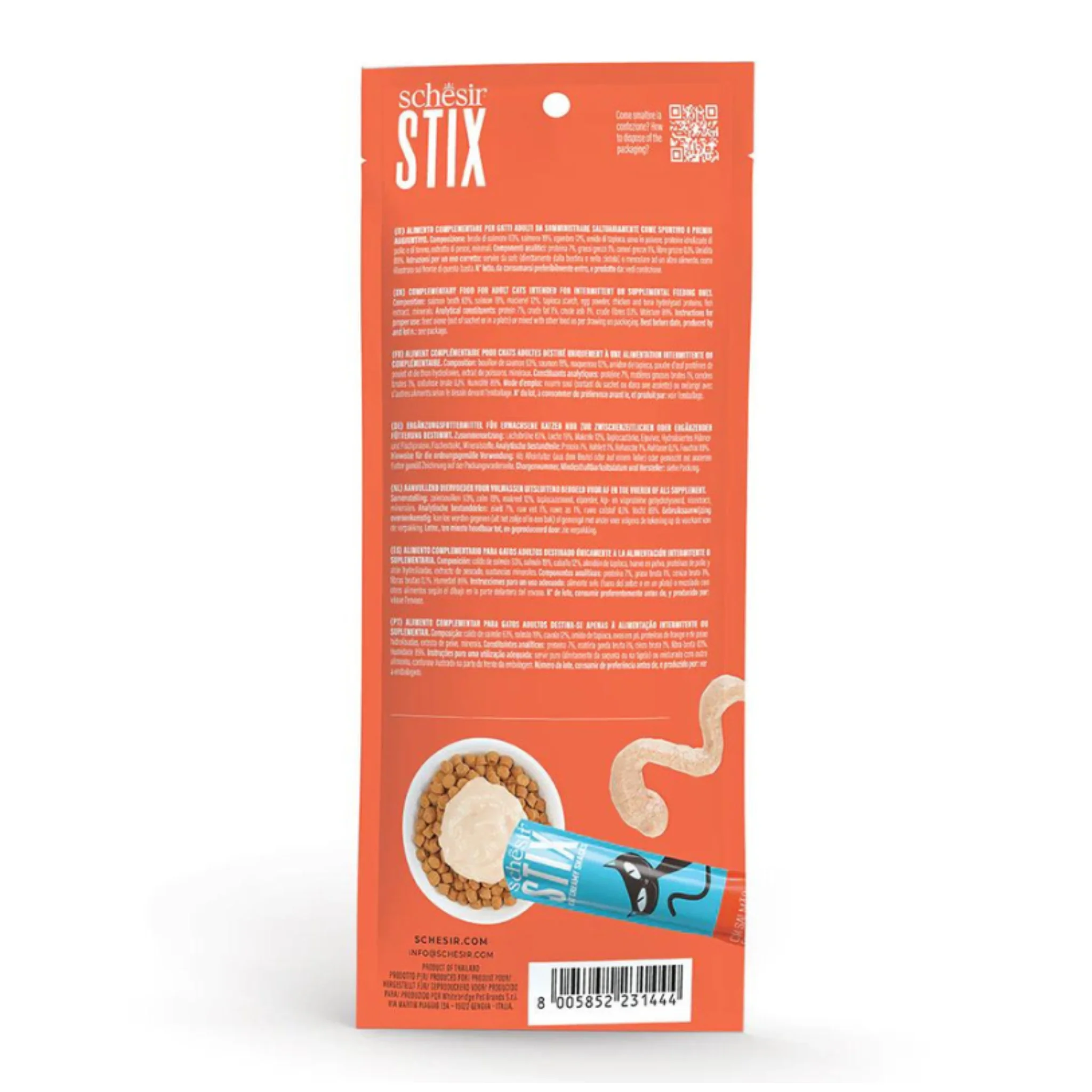 Schesir Cat Creamy Treat Stix Salmon - 6x15G - Image 4