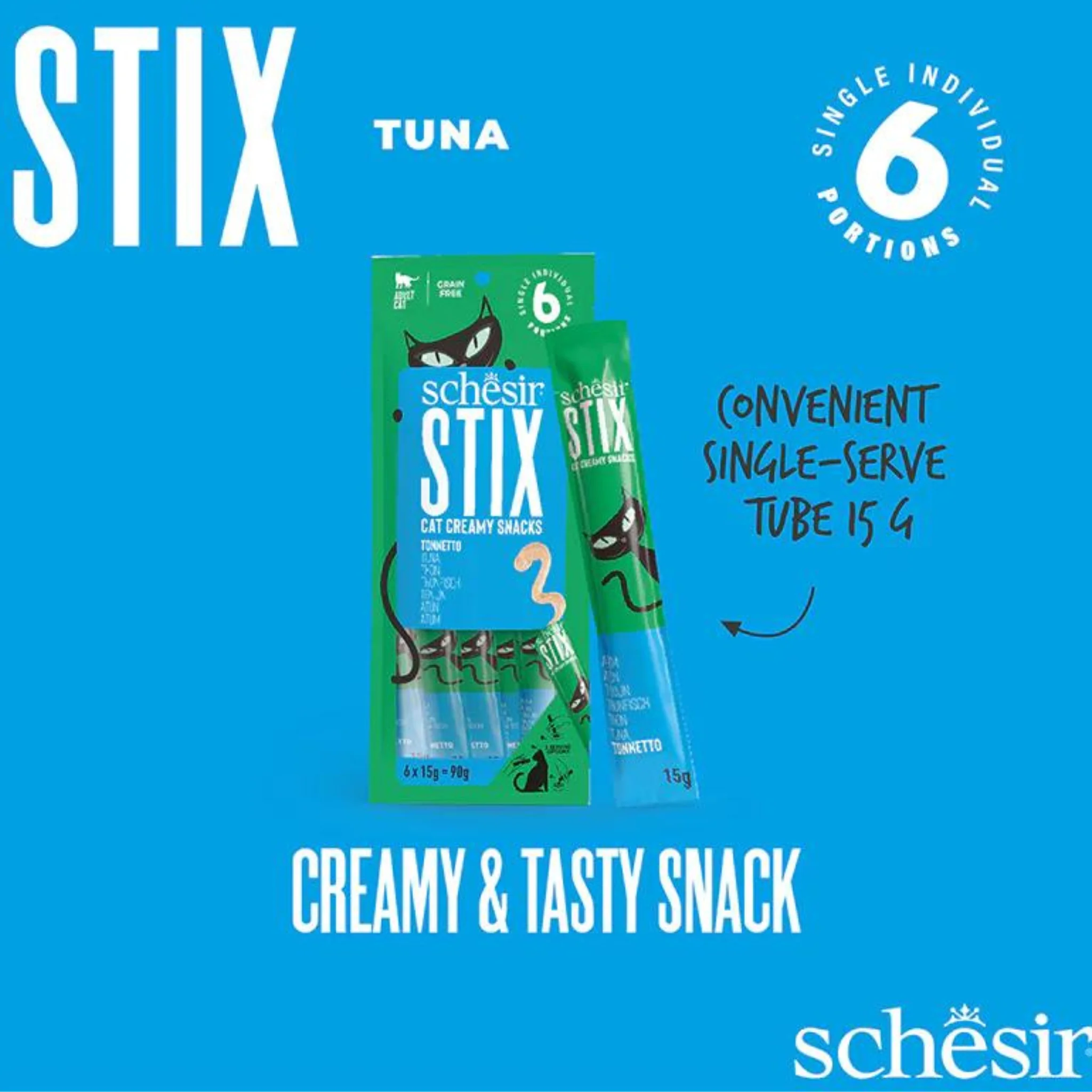 Schesir Cat Creamy Treat Stix Tuna - 6x15G - Image 6