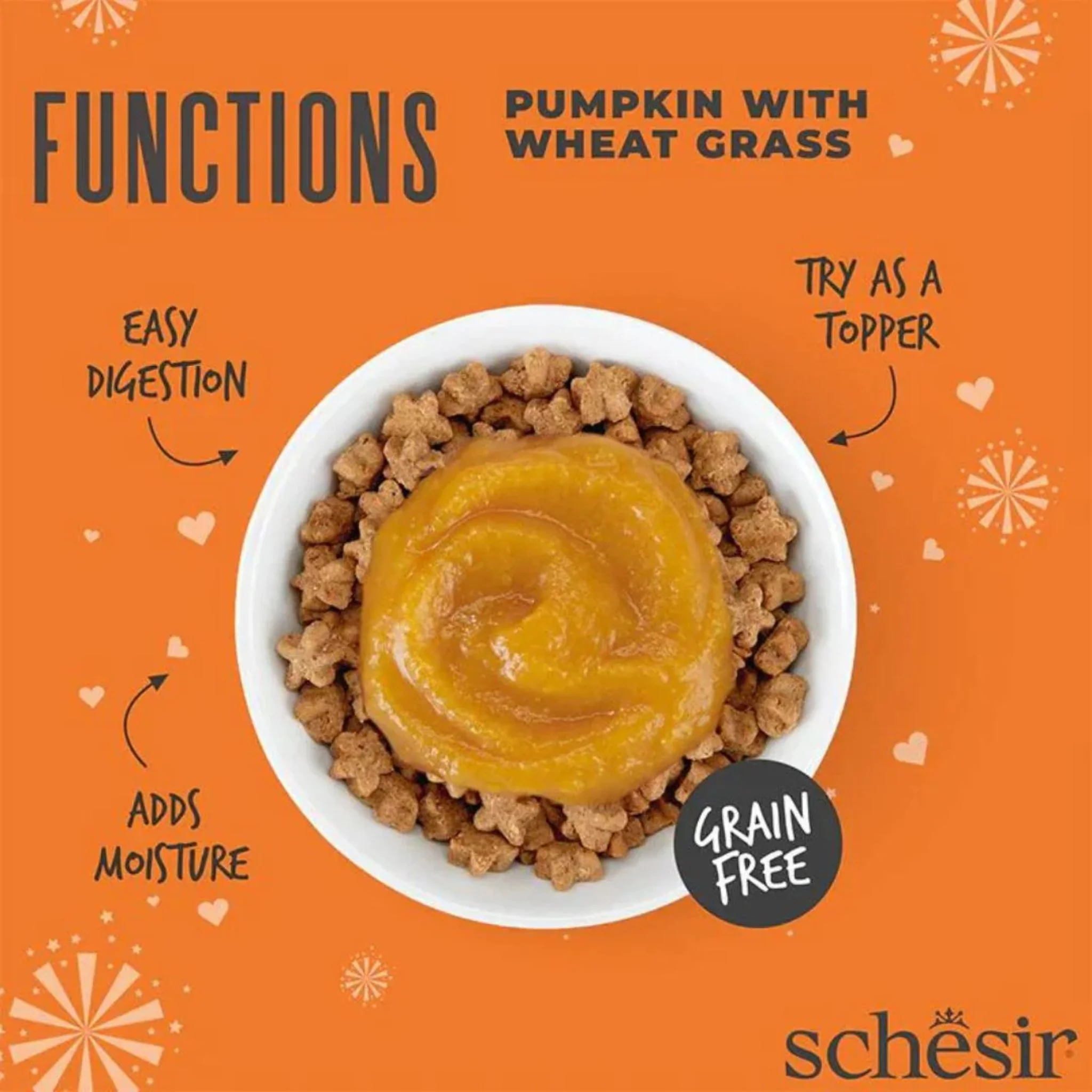 Schesir Cat Topper Pumpkin With Wheat Grass - 40G - Image 3