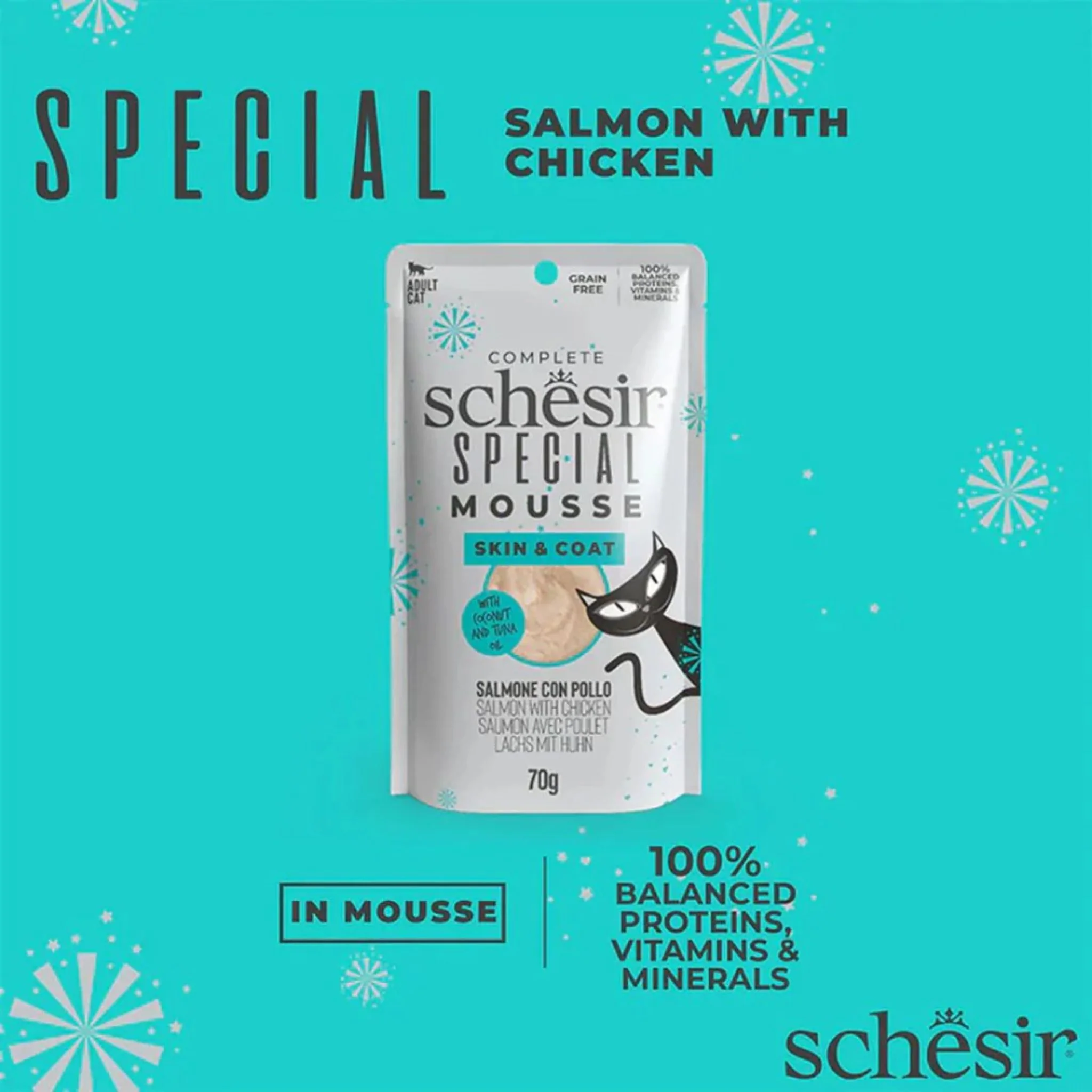 Schesir Cat Mousse Skin & Coat Salmon With Chicken - 70G - Image 3