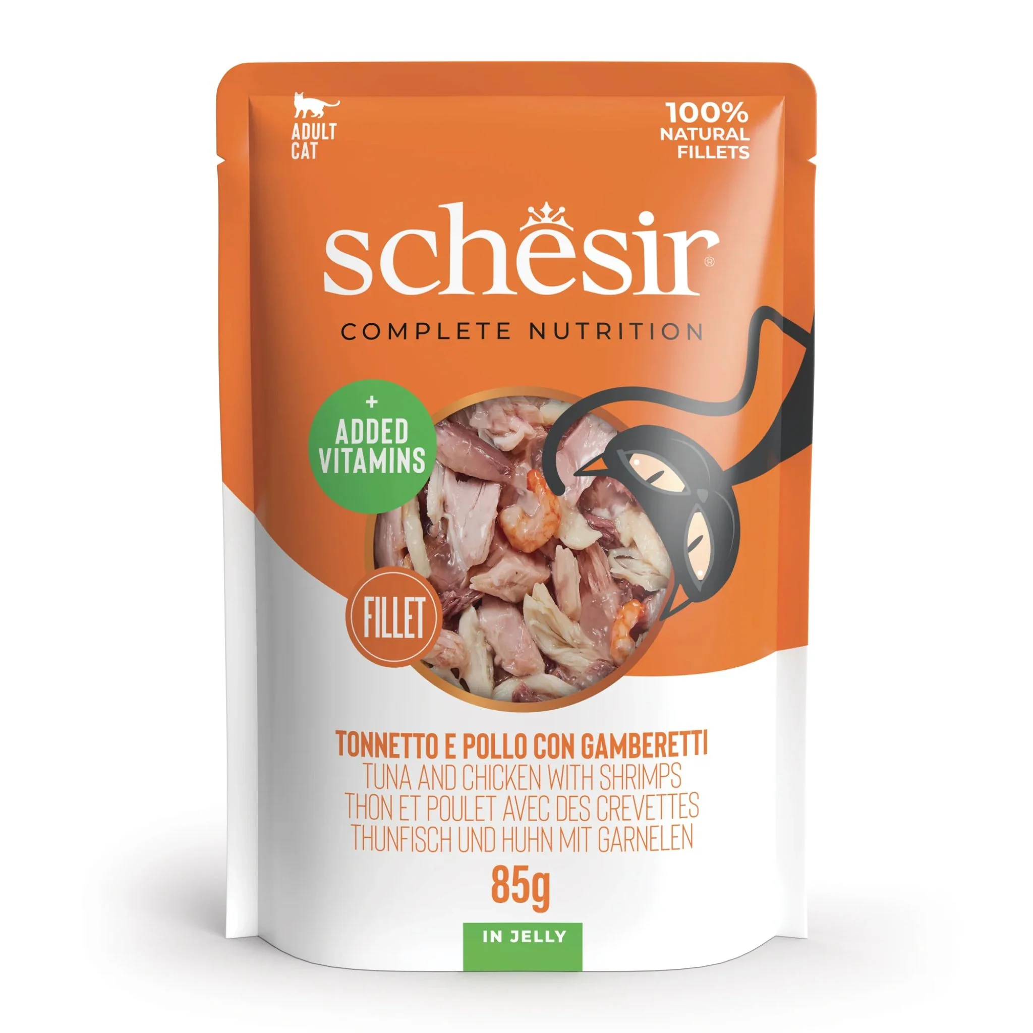 Schesir Cat Pouch Tuna Chicken & Shrimps Wet Food - 85G - Image 2