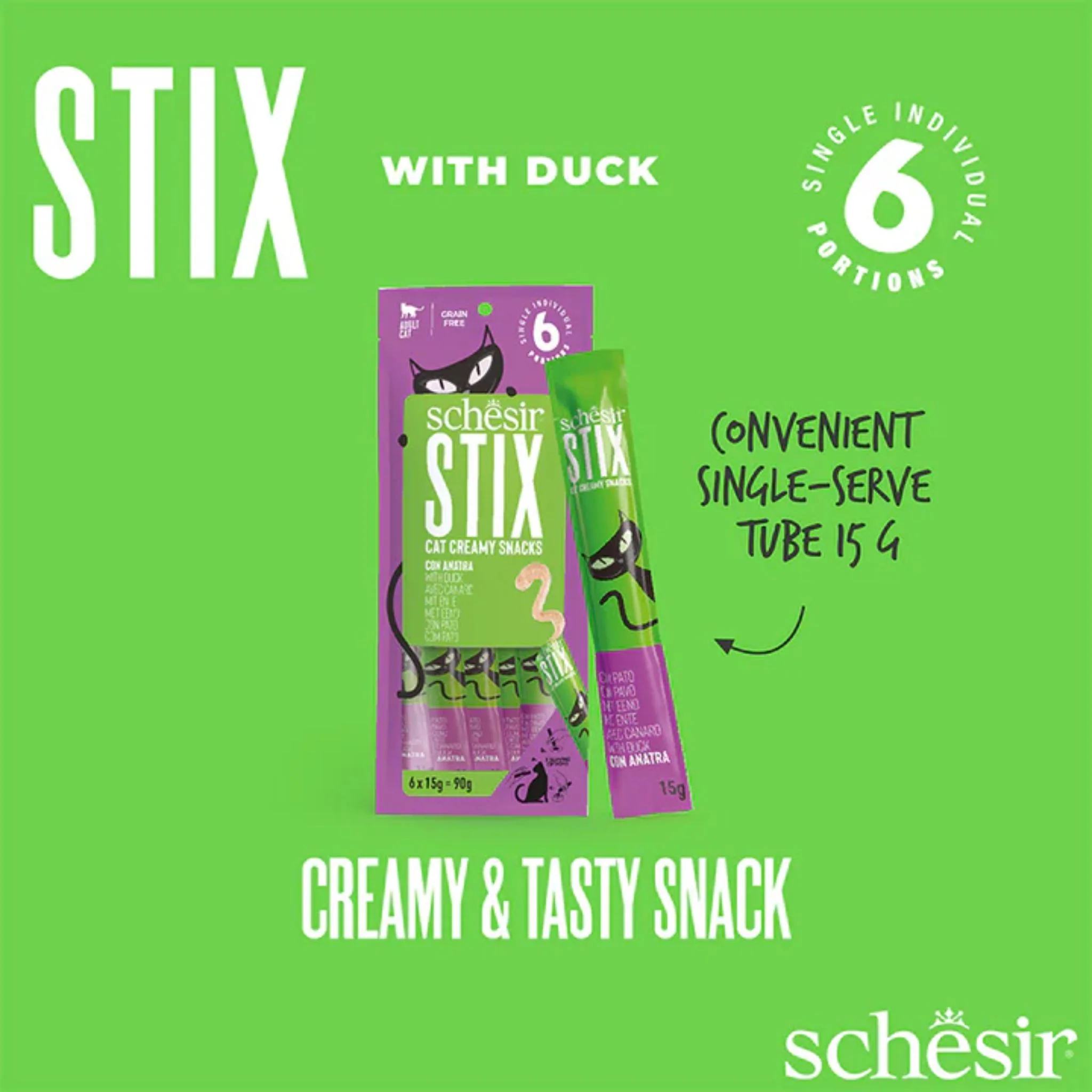 Schesir Cat Treat Stix Mix Flavour Chicken Duck Salmon & Tuna - 15g/24pcs - Image 13