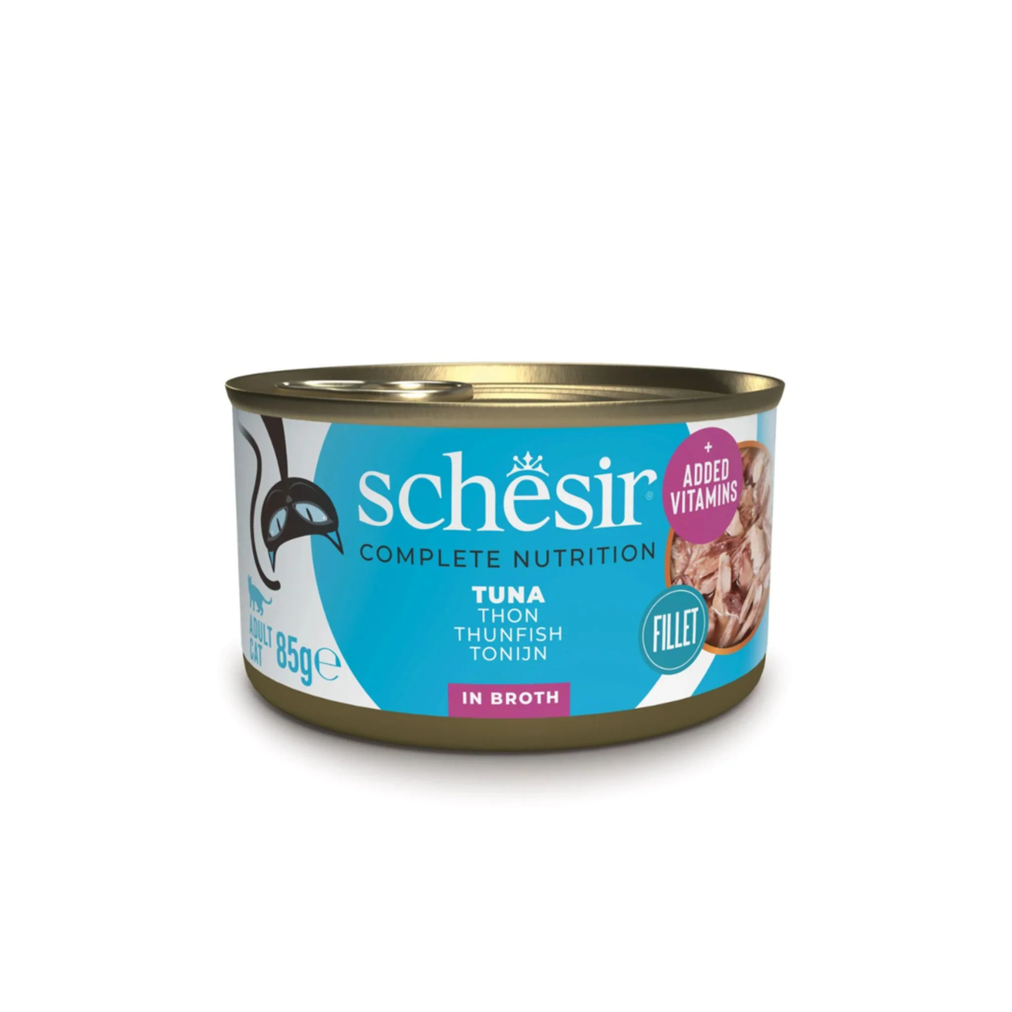Schesir Complete & Balanced Nutrition Wet Cat Food In Broth Can- Tuna - 85g - Image 2
