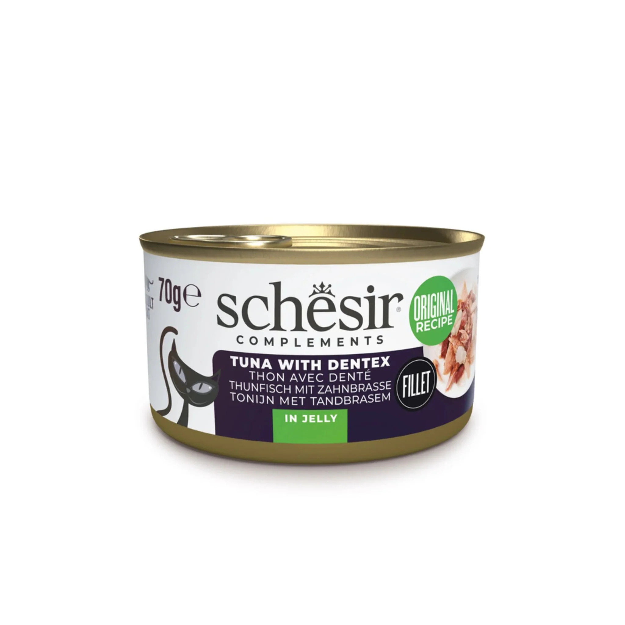 Schesir Complements Cat Wet Food In Jelly Can- Tuna With Dentex - 70g - Image 2