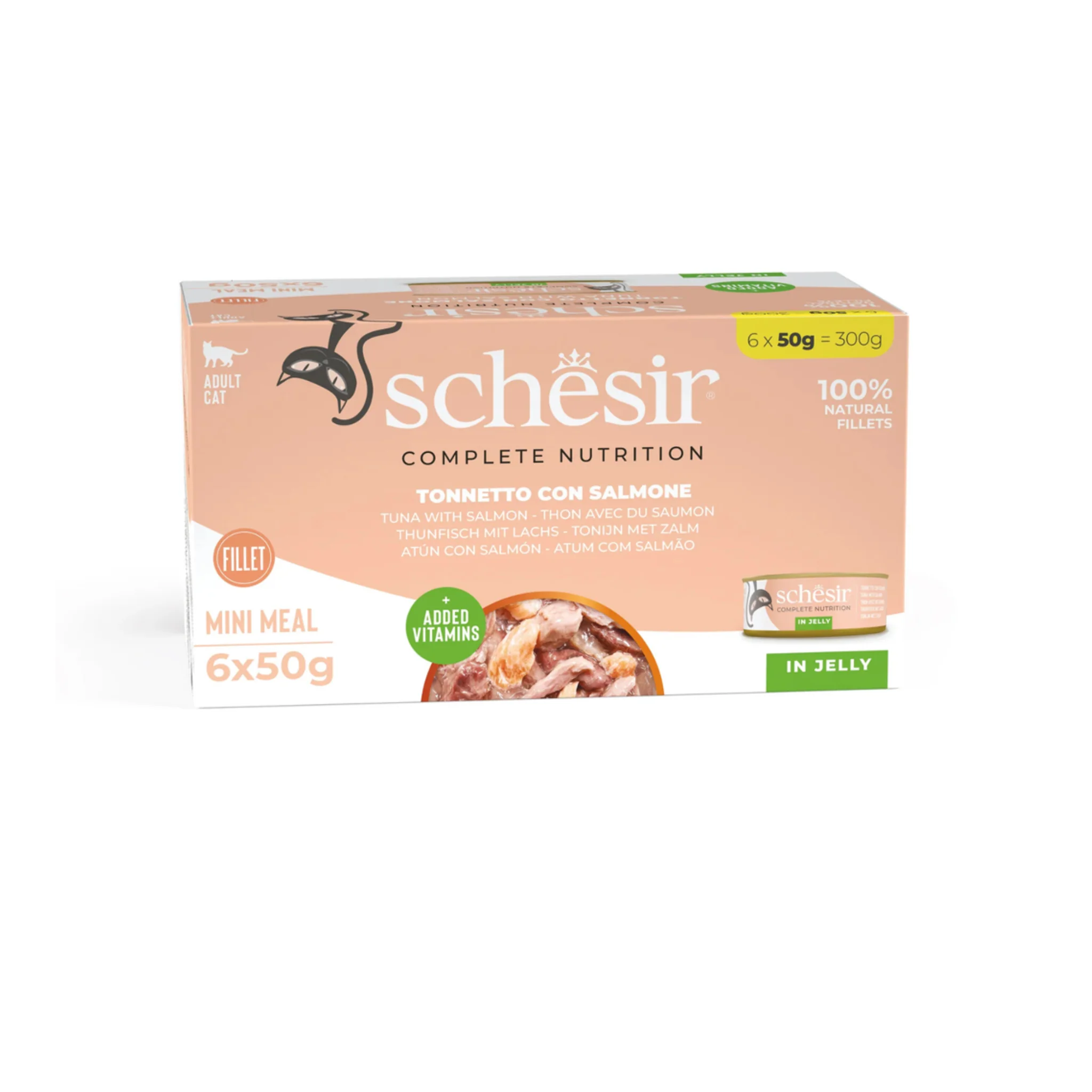 Schesir Wet Cat Food In Jelly Can Multi pack Tuna With Salmon -  6X50g - Image 2