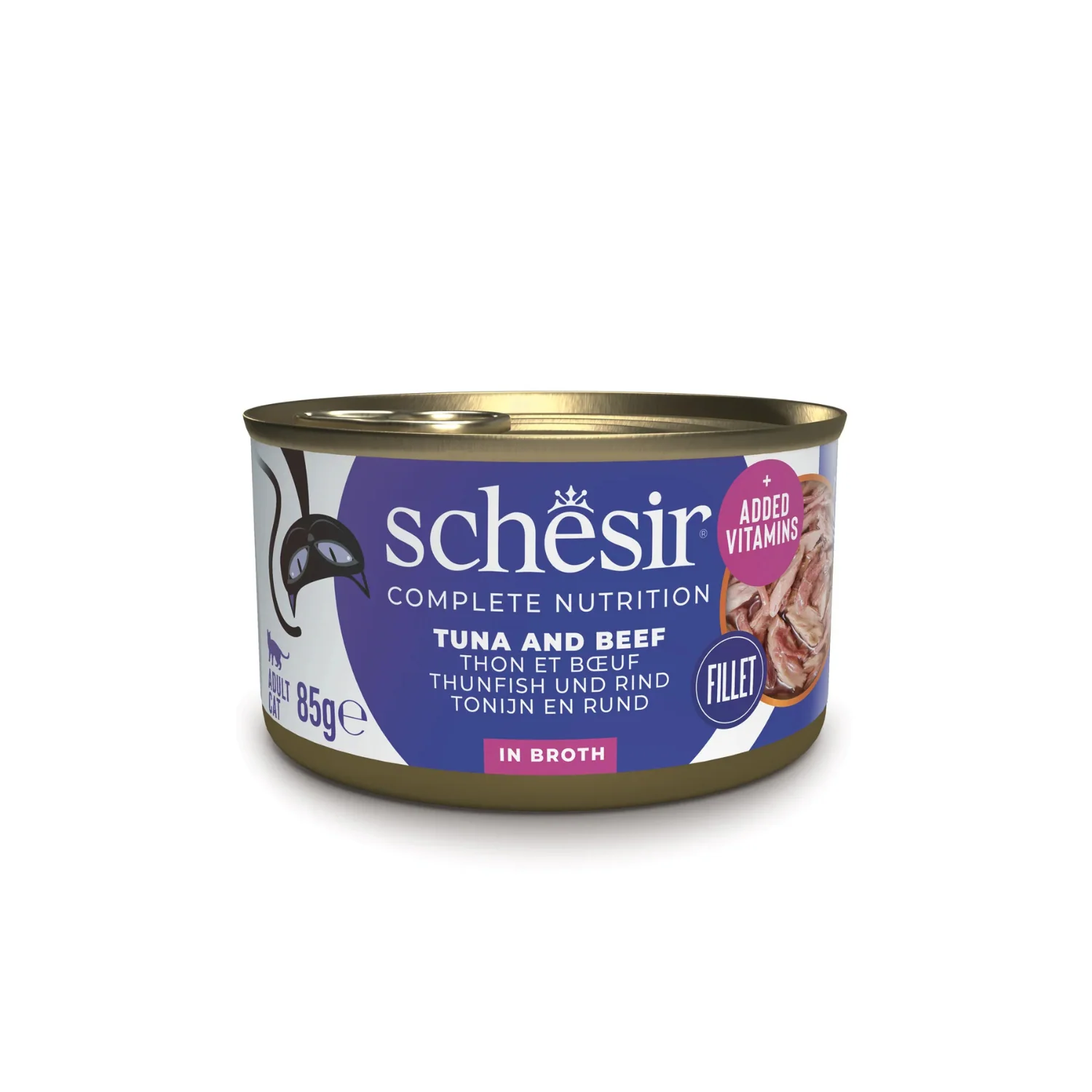 Schesir Wet Cat Food In Broth Can Tuna With Beef - 85g - Image 2