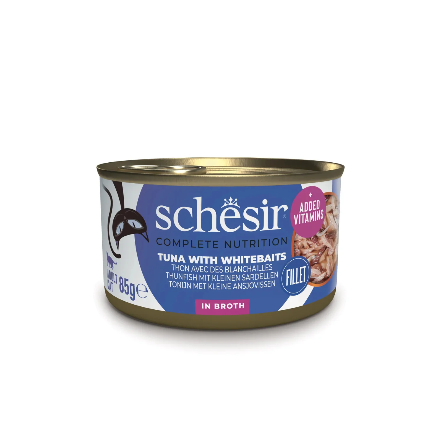 Schesir Wet Cat Food In Broth Can Tuna With Whitebait - 85g - Image 2