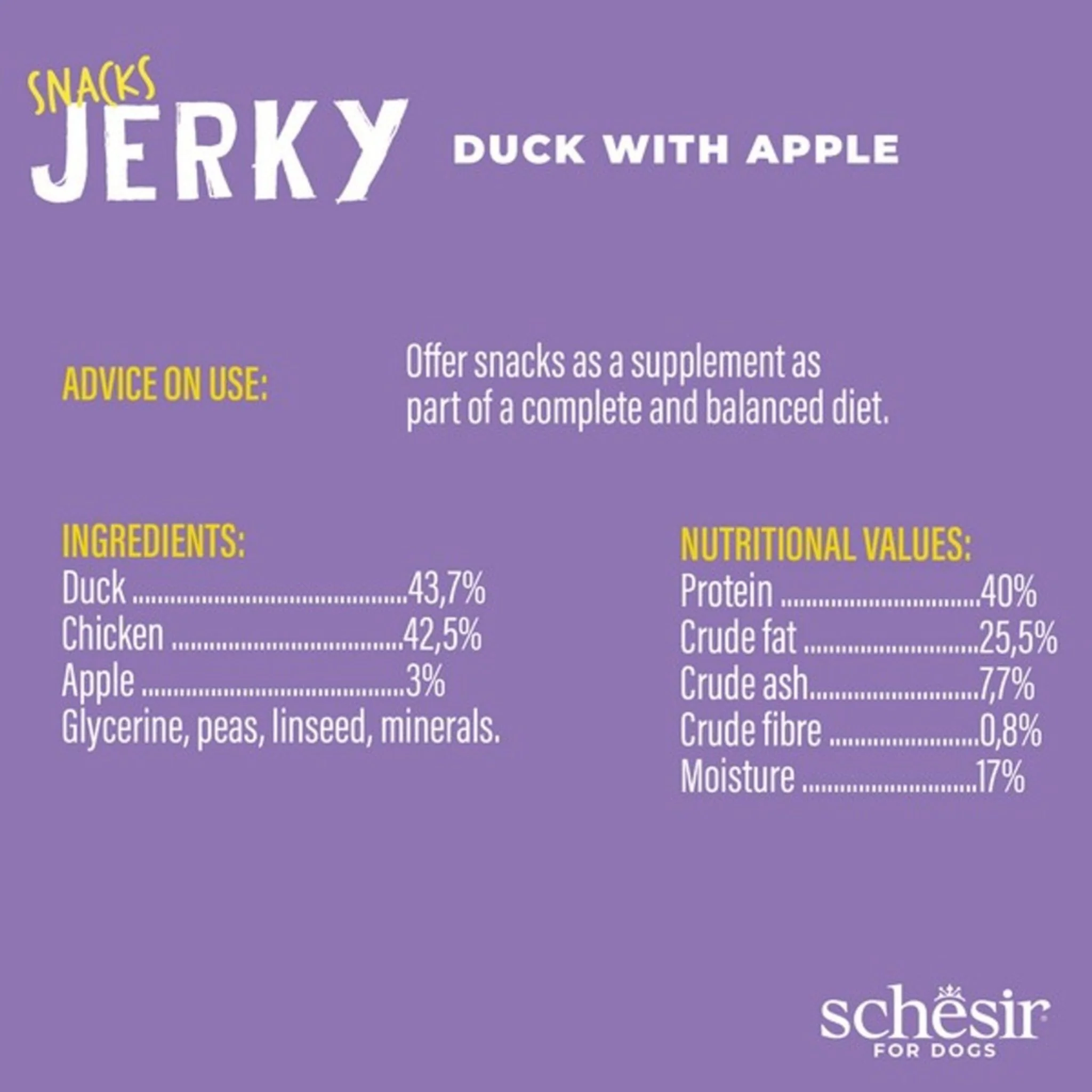 Schesir Dog Jerky Grain Free Duck With Apple - 145G - Image 3