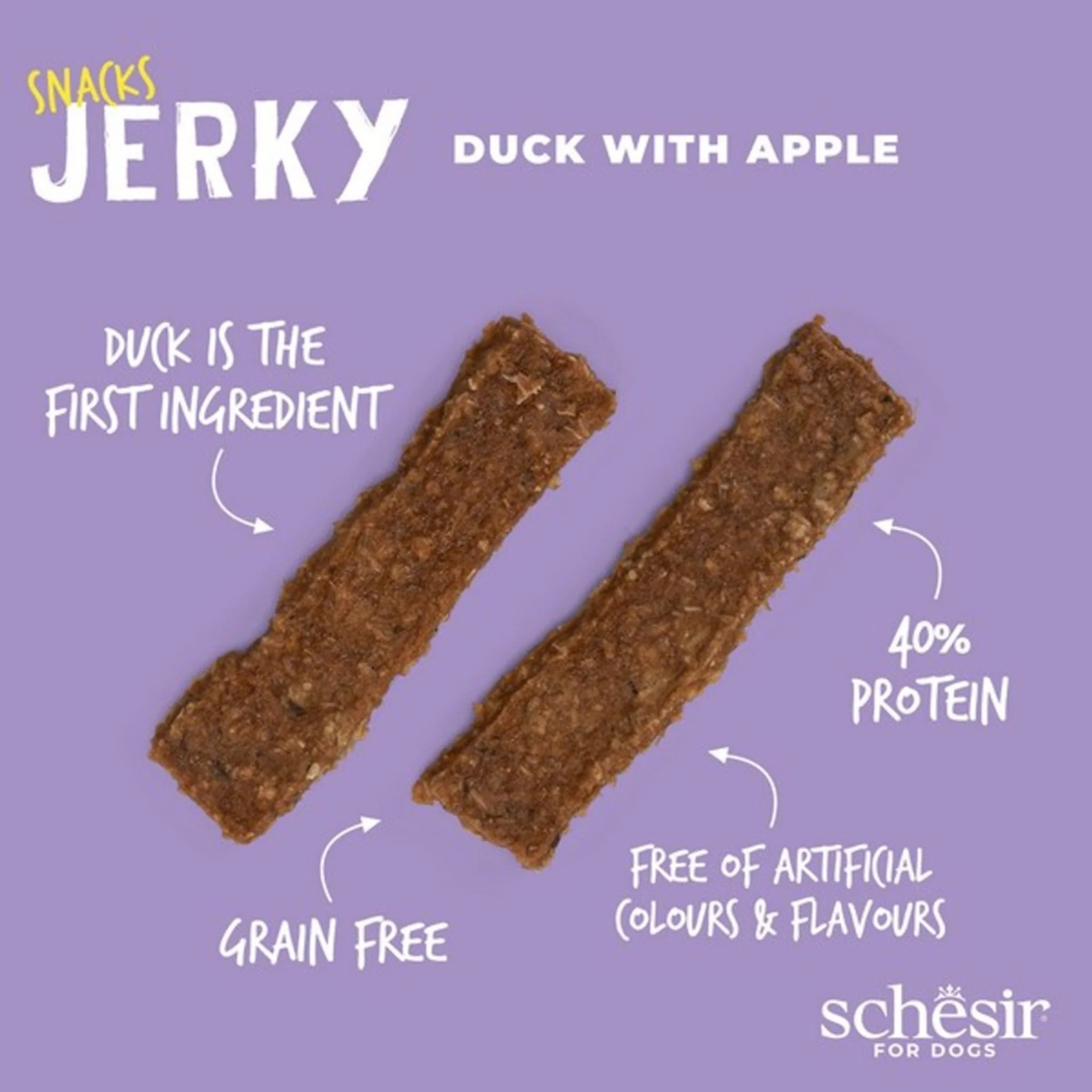 Schesir Dog Jerky Grain Free Duck With Apple - 145G - Image 4