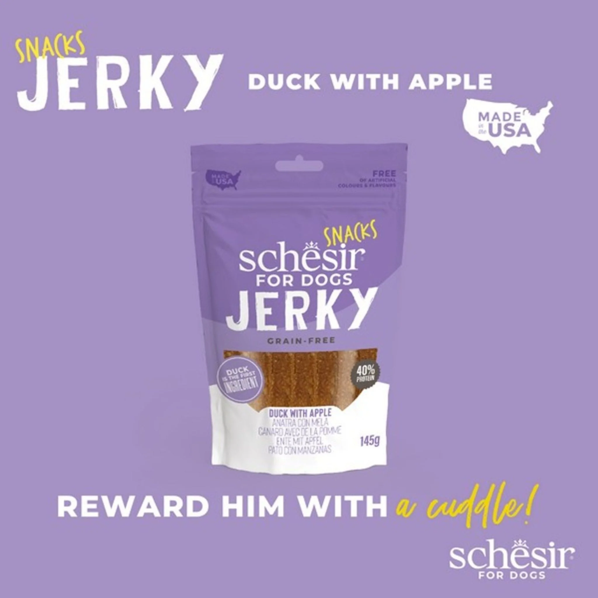 Schesir Dog Jerky Grain Free Duck With Apple - 145G - Image 5