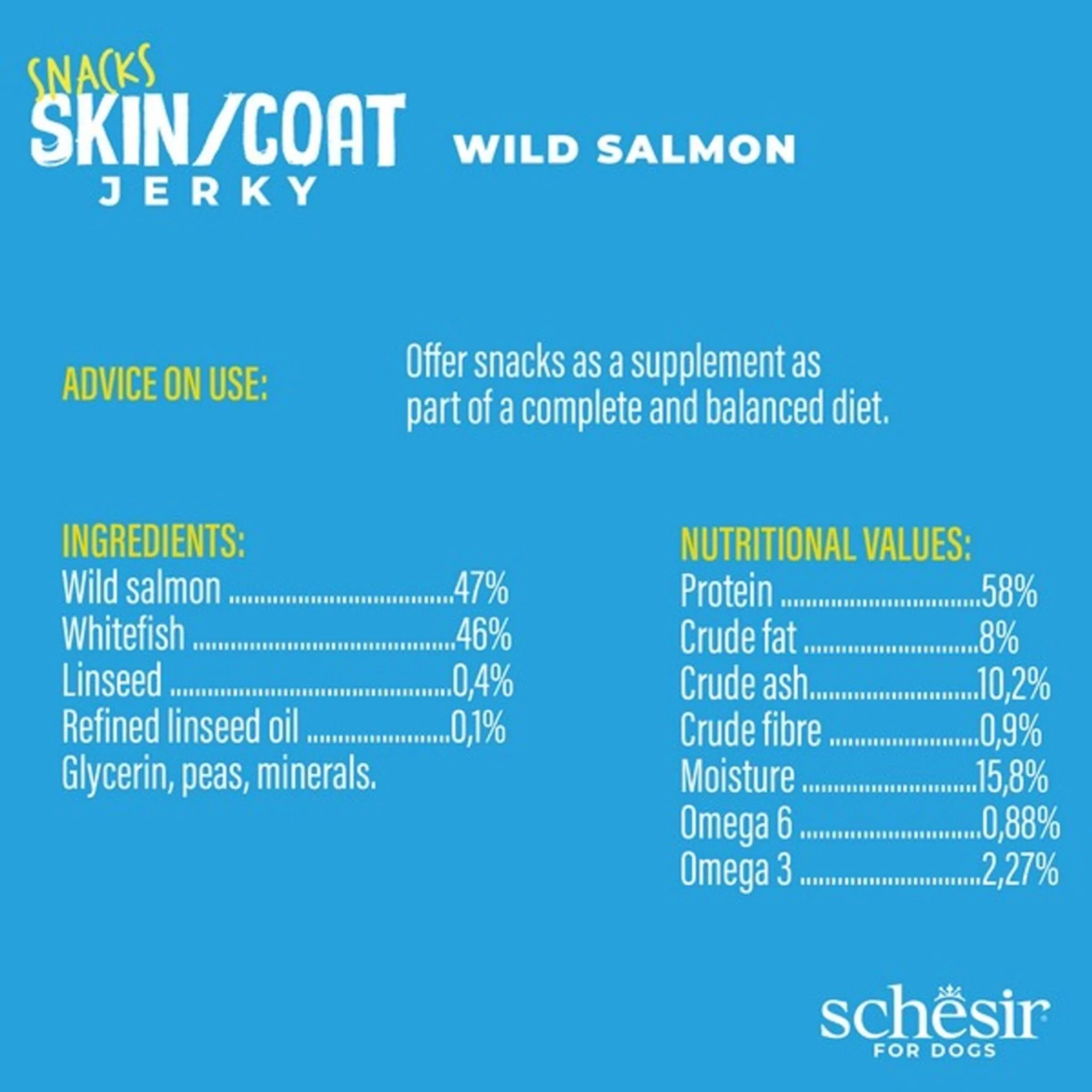 Schesir Dog Jerky Grain Free Skin & Coat Salmon - 115G - Image 4