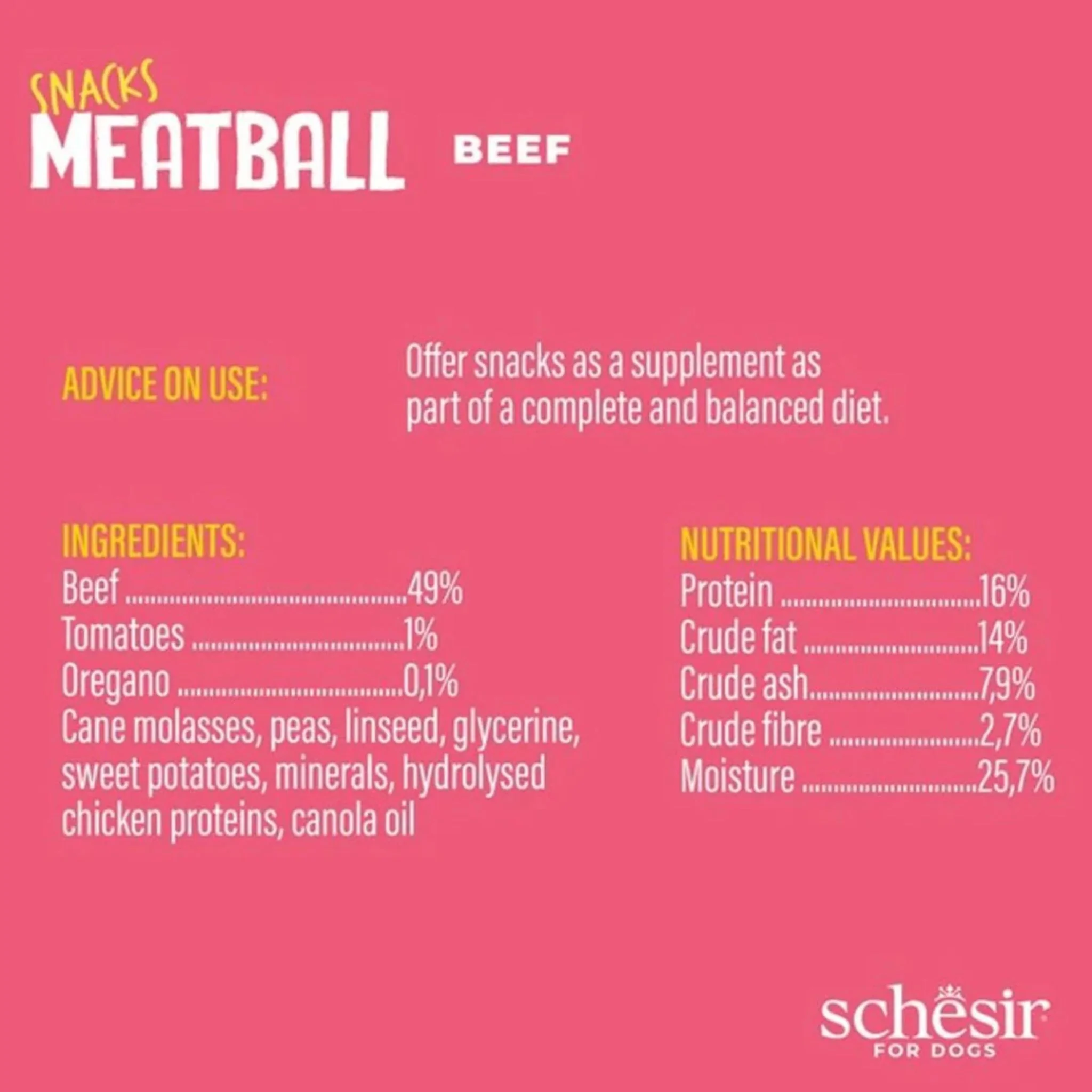 Schesir Dog Meatballs Grain Free Baked Beef - 225G - Image 4