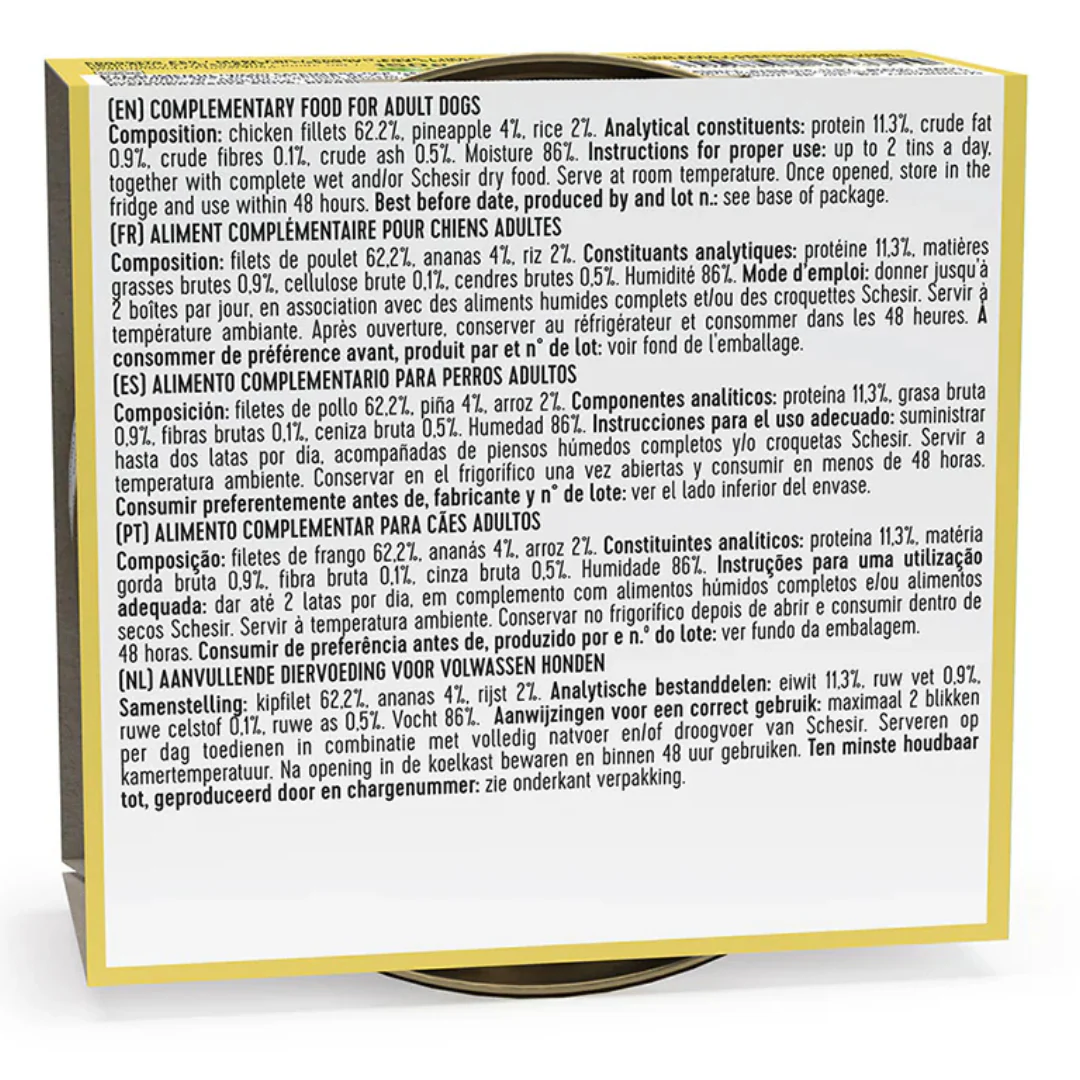 Schesir Dog Wet Food In Jelly Can-Chicken With Pineapple - 150g - Image 3