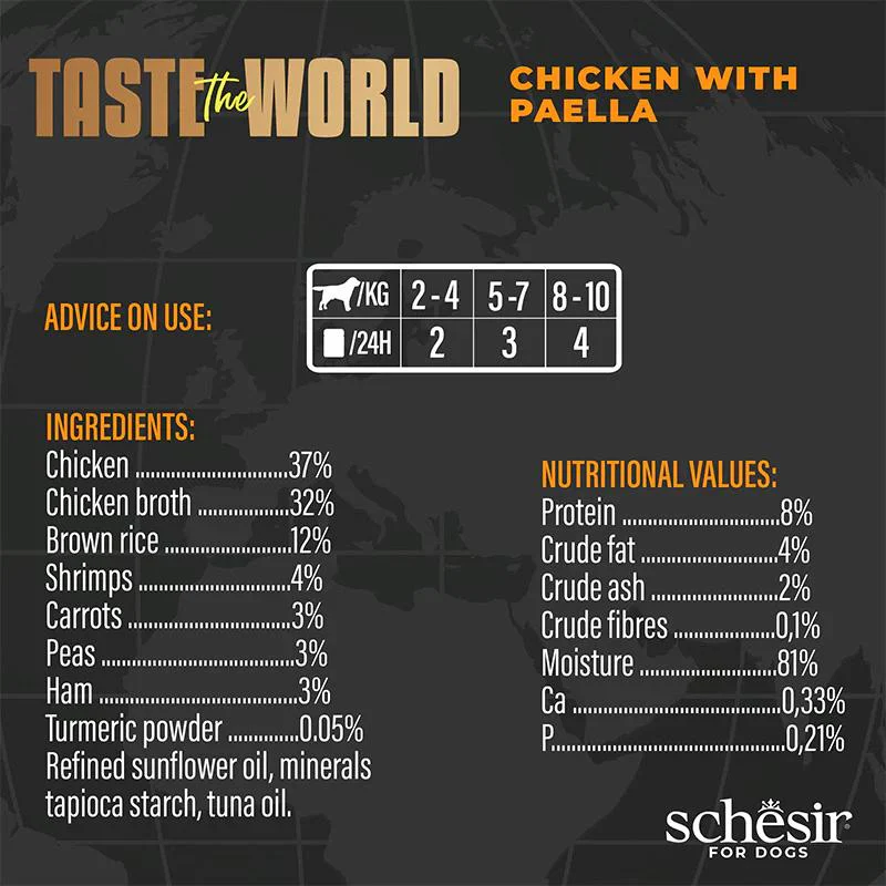Schesir Taste The World Dog Wholefood - Chicken With Paella - 150g - Image 4
