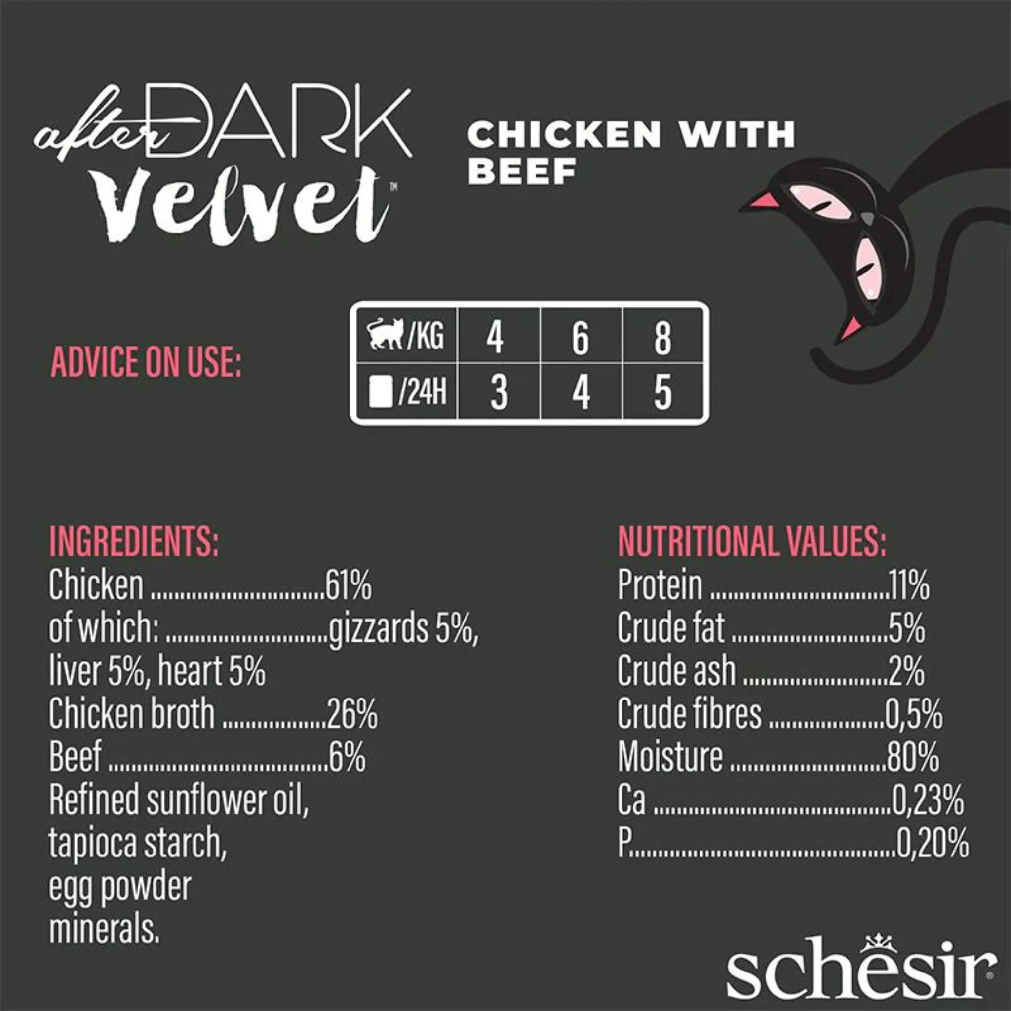 Schesir Velvet Mousse Chicken & Beef Wet Cat Food - 80G - Image 4