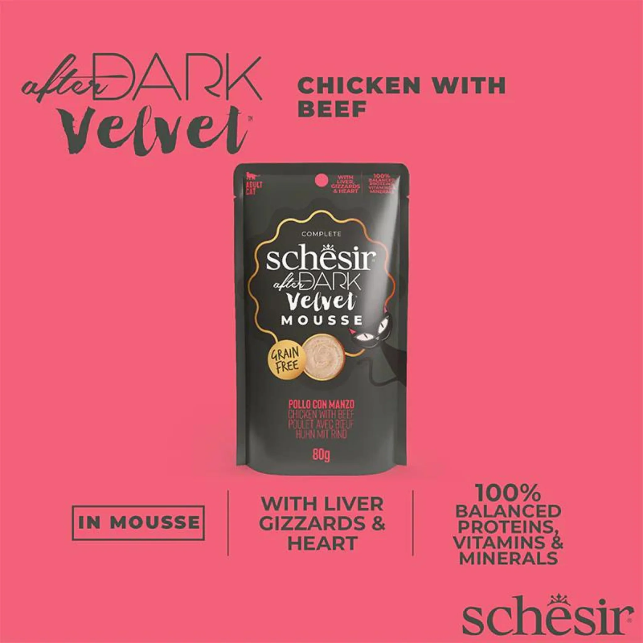 Schesir Velvet Mousse Chicken & Beef Wet Cat Food - 80G - Image 5