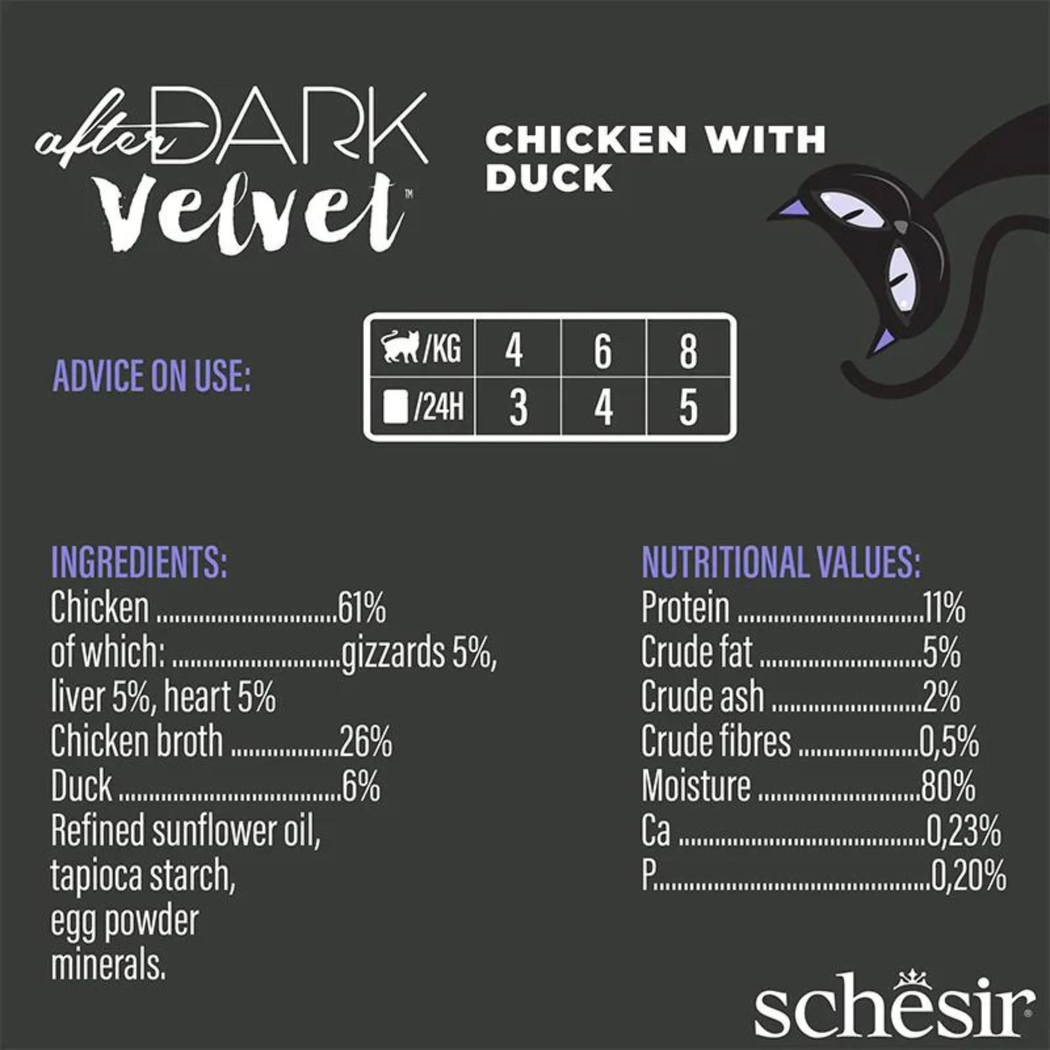 Schesir After Dark Velvet Mousse Chicken With Duck Cat Food Pouch - 80g - Image 3