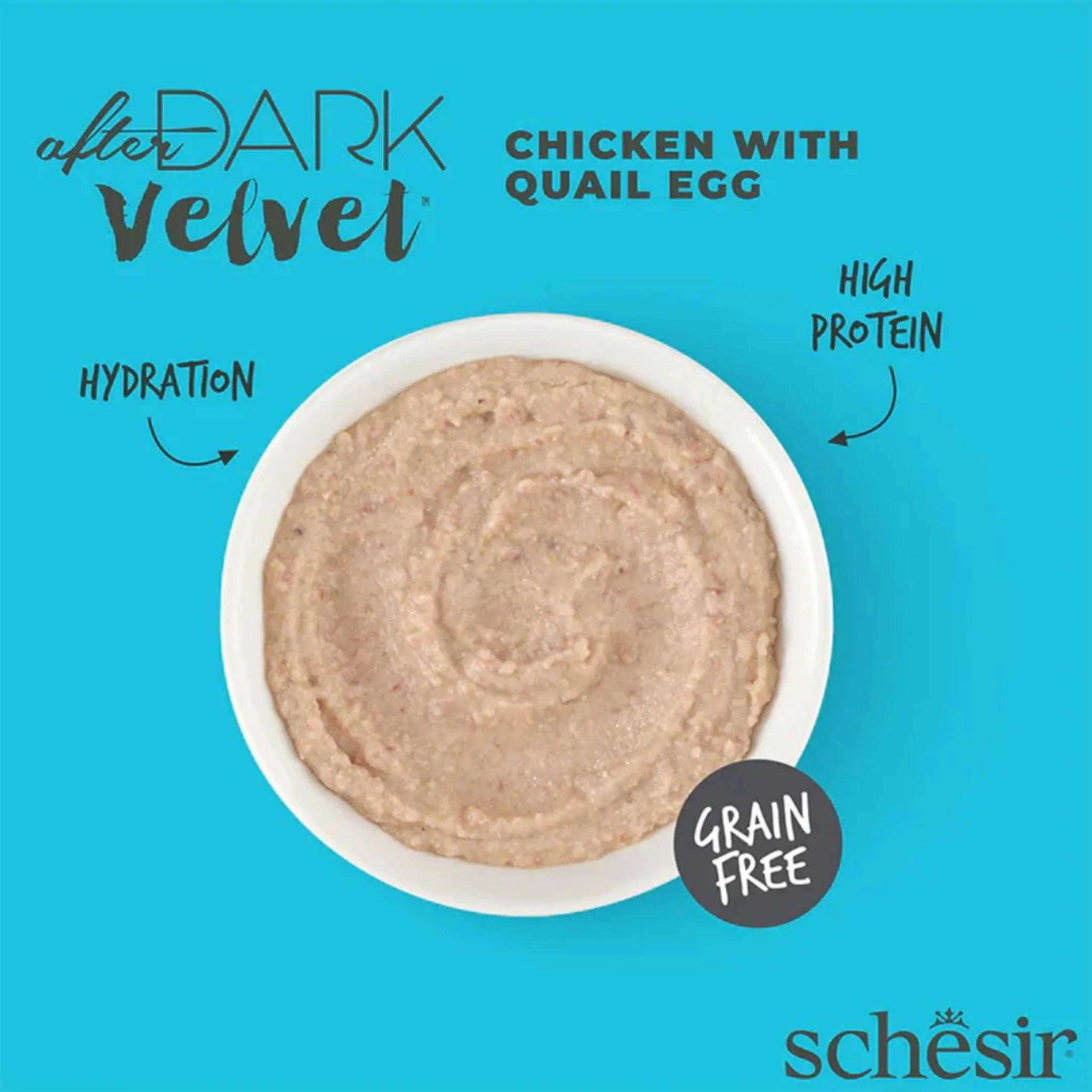 Schesir After Dark Velvet Mousse Chicken With Quail Eggs Cat Food Pouch - 80g - Image 3