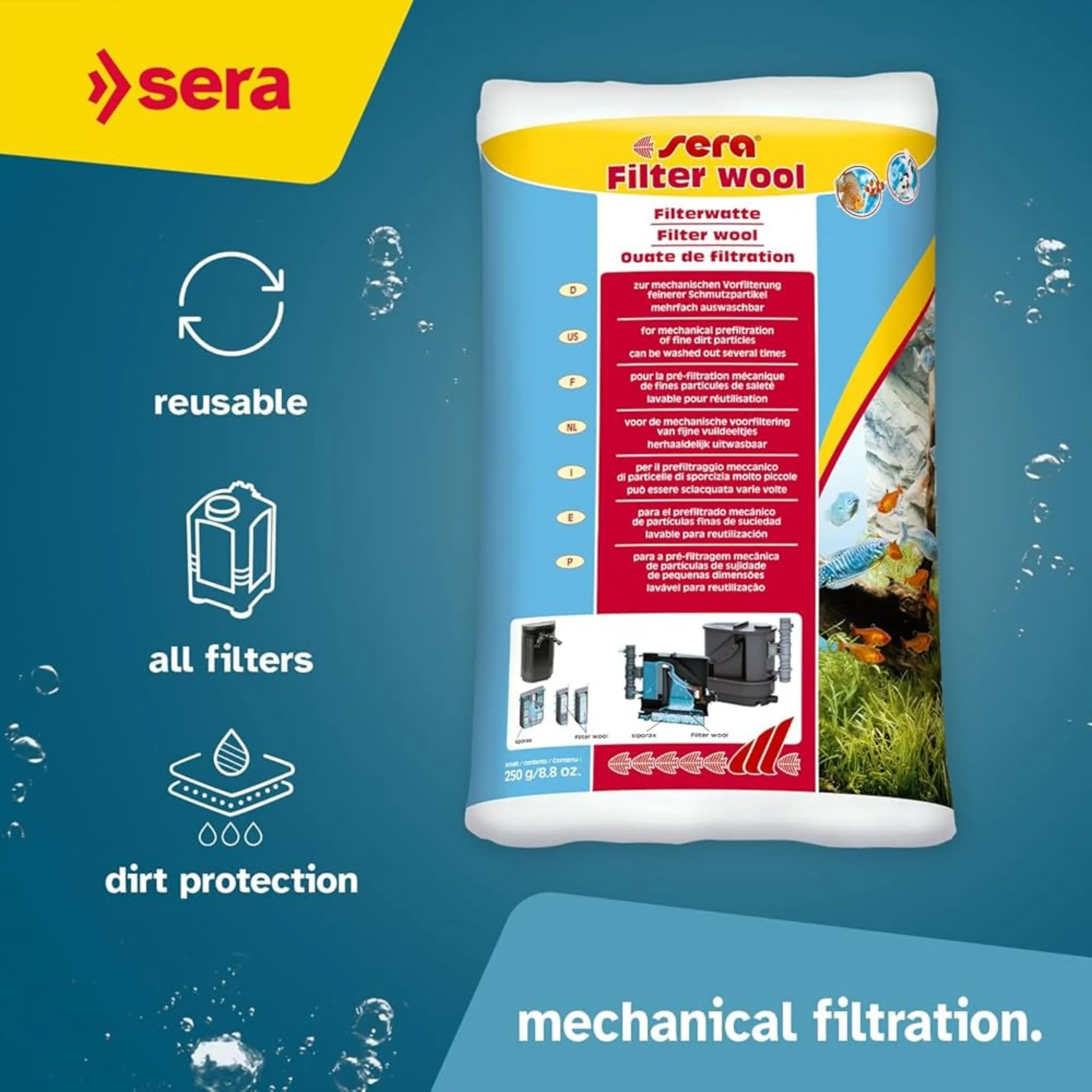 Sera Filter Wool High-Efficiency Filter Fiber For Aquariums - 250G - Image 2
