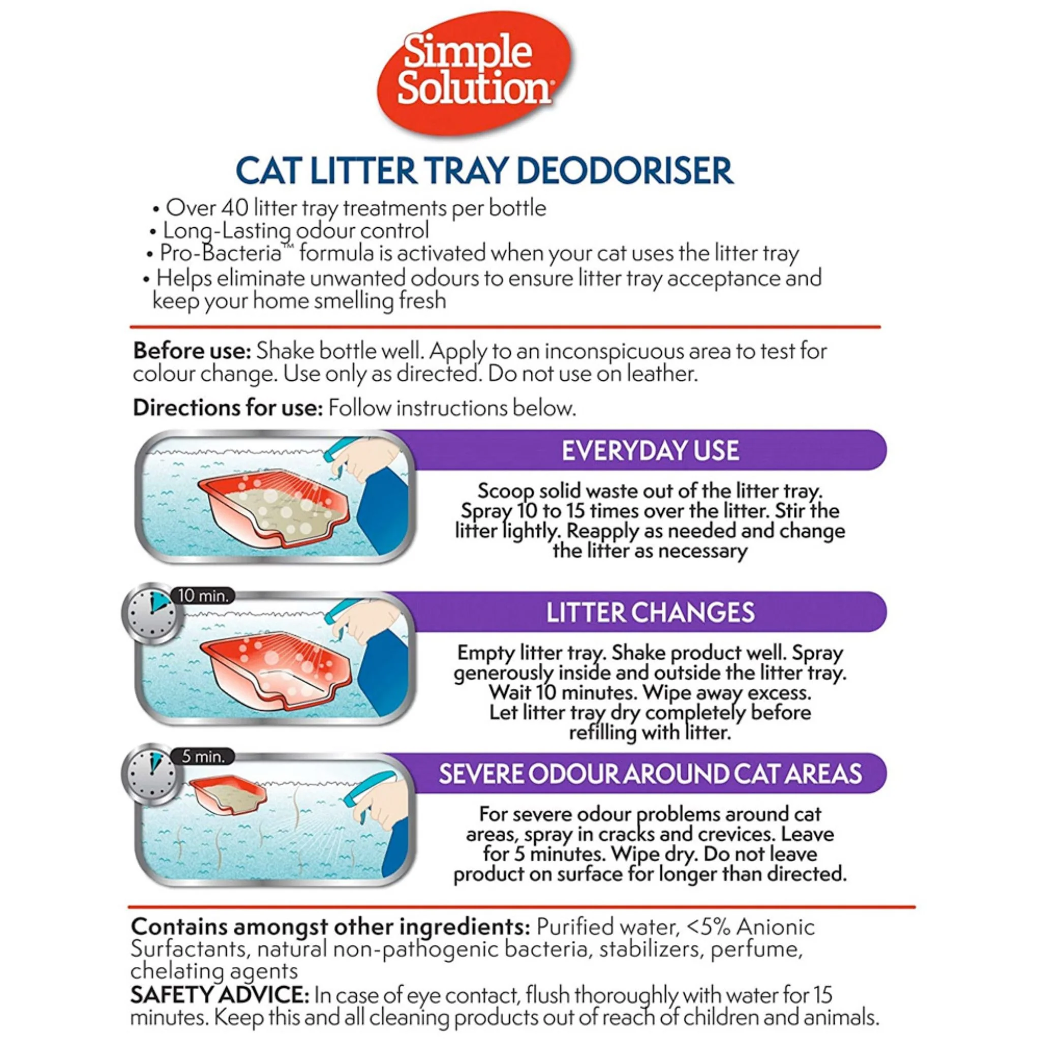 Simple Solution Cat Litter Tray Deodoriser – 500ml - Image 3