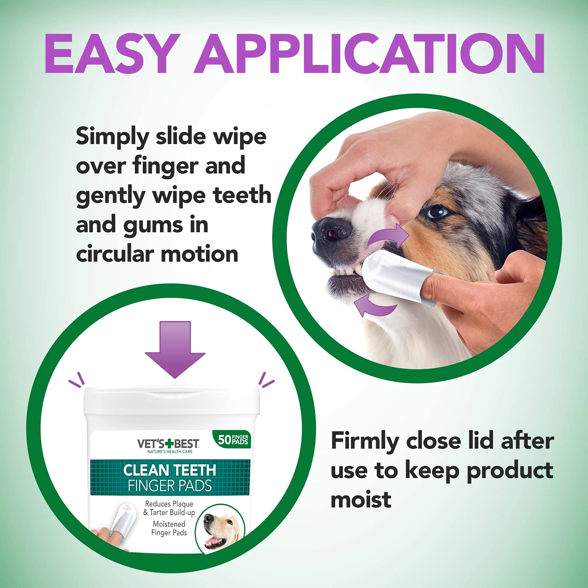 Vets Best Clean Teeth Finger Pads Dental Wipes For Dog - Image 2