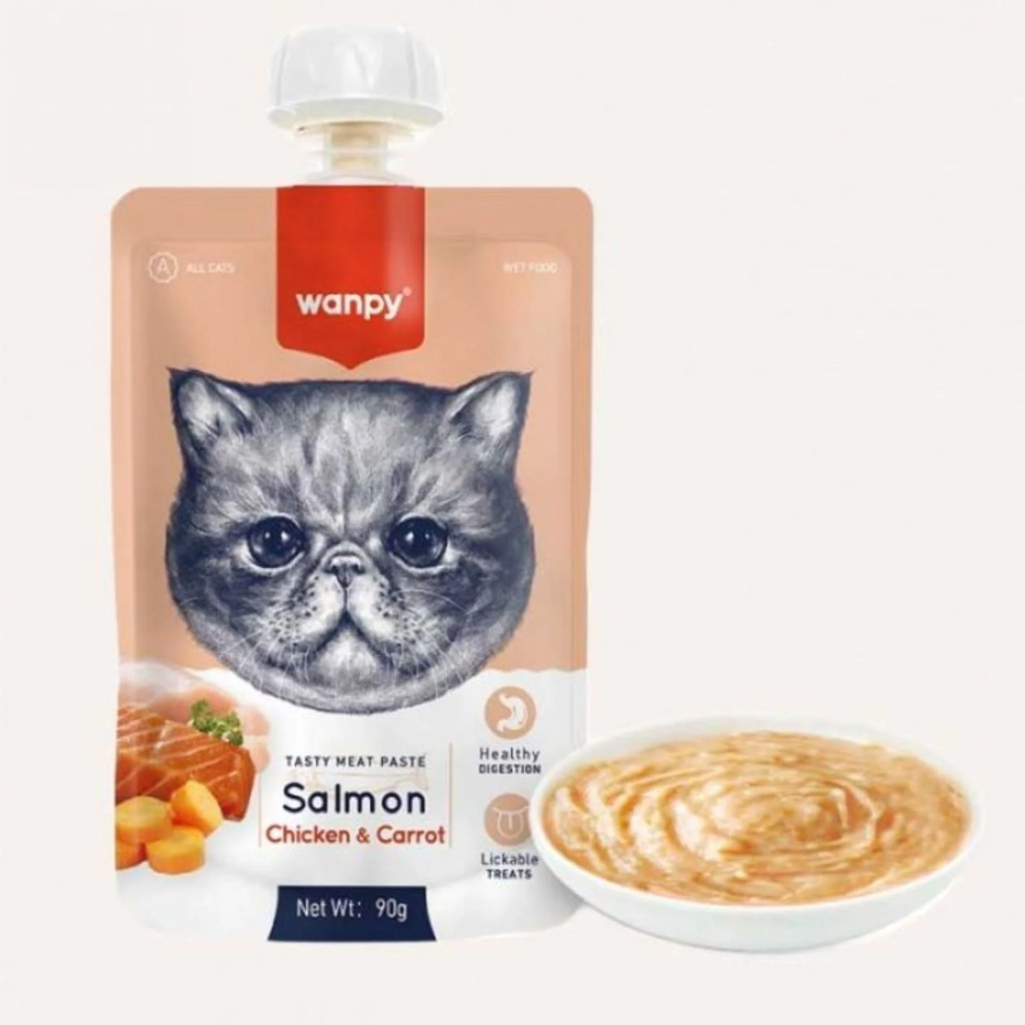Wanpy Salmon Chicken & Carrot Paste For Cat Mix Flavor - 90g - Image 2