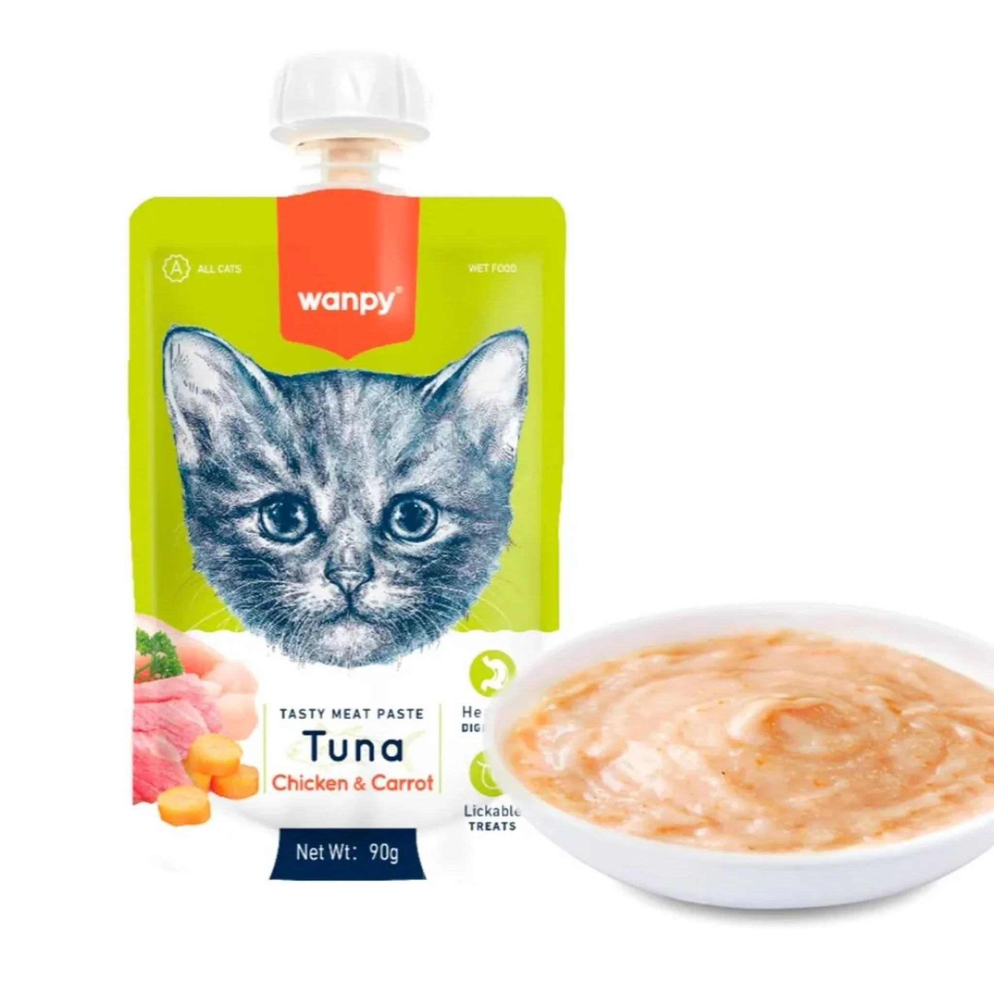 Wanpy Tuna Chicken & Carrot Paste For Cat Creamy Blend - 90g - Image 2